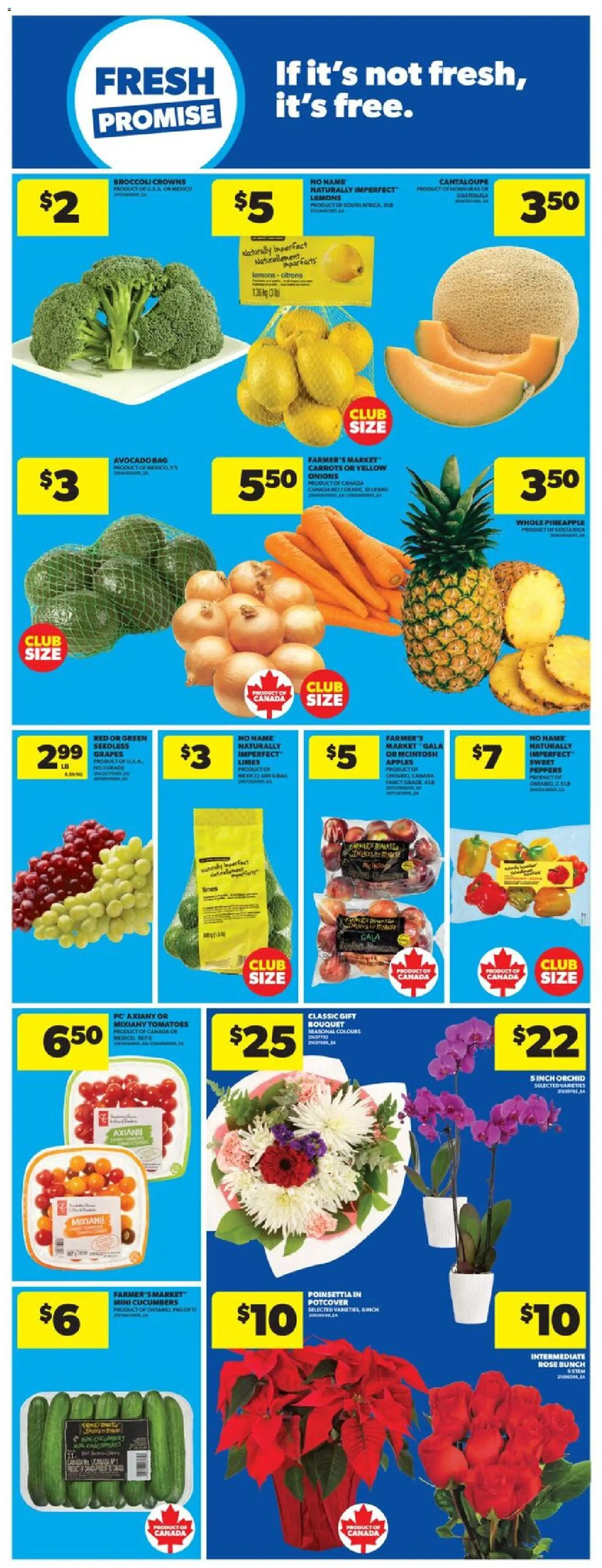 Real Canadian Superstore flyer valid from 04.12.2025 | Page: 15 | Products: Pineapple, Cucumbers, PC, Tomatoes