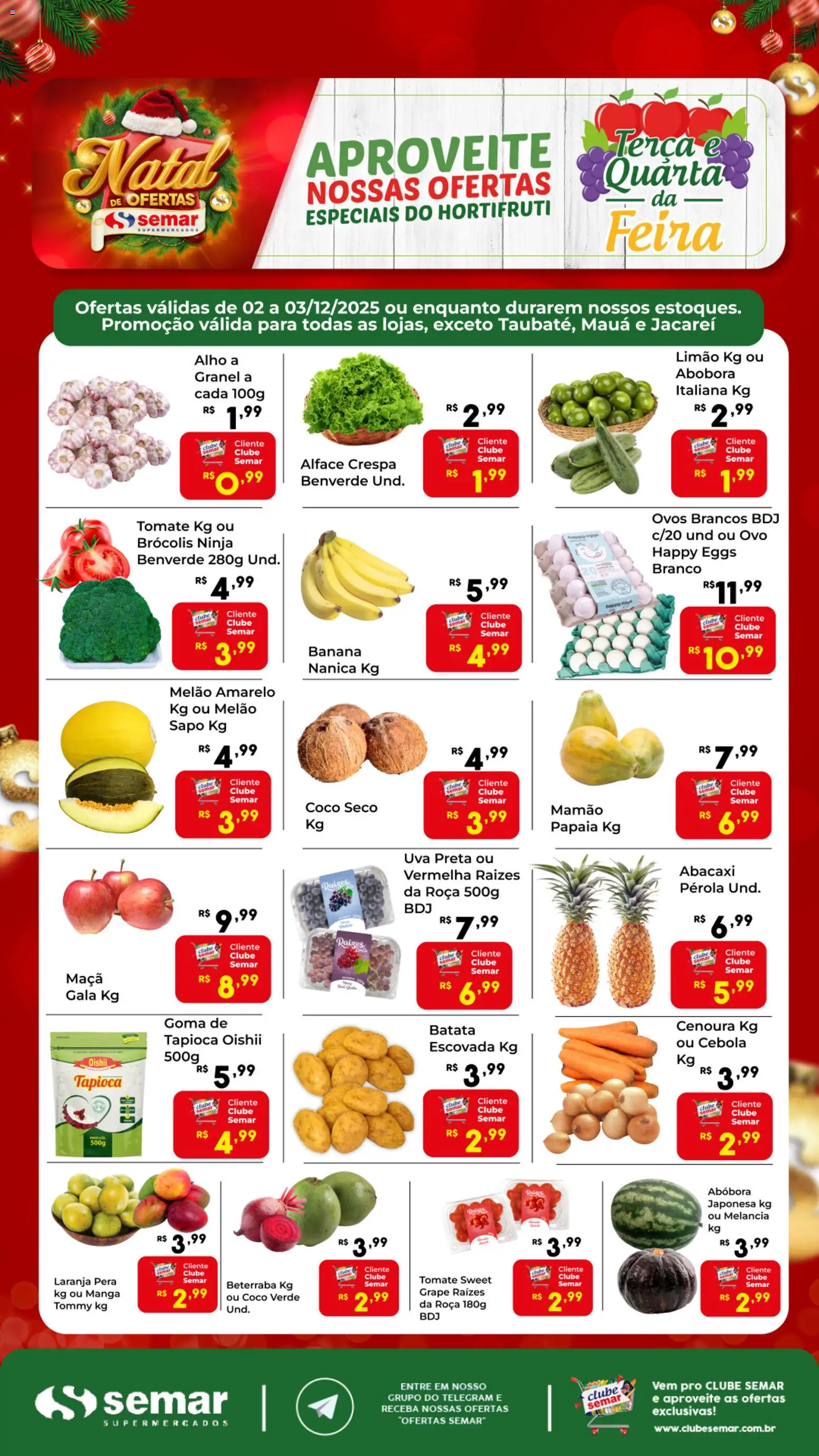 Semar Supermercado Folheto - válido de 02.12.2025 | Página: 1 | Produtos: Melancia, Abóbora, Abacaxi, Mamão