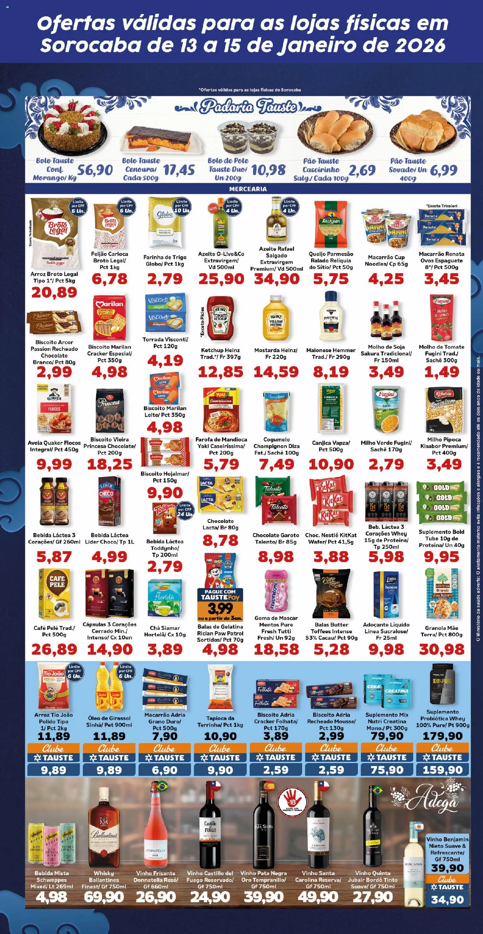 Tauste Folheto - válido de 13.01.2026 | Página: 3 | Produtos: Espaguete, Feijão, Queijo, Flocos