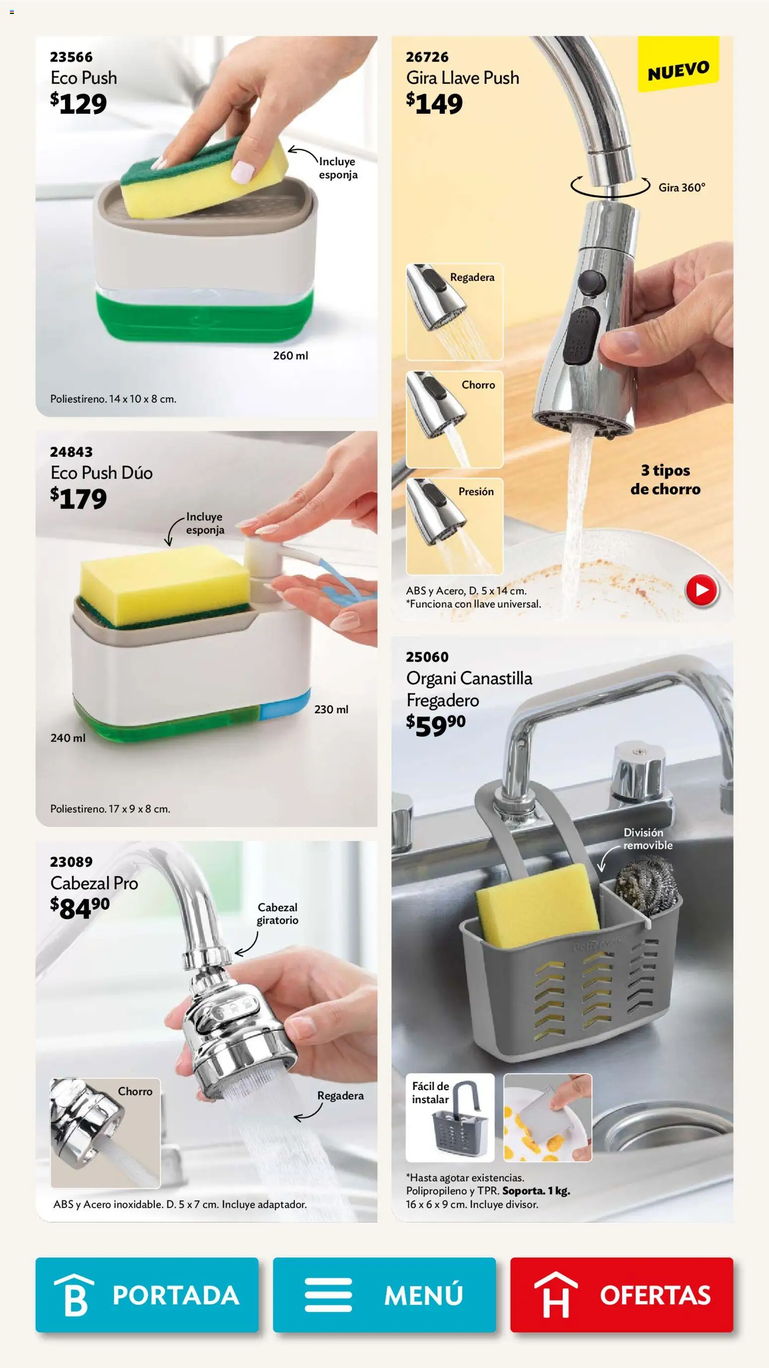 Nuevas ofertas de Betterware válidas en toda la República Mexicana desde el 02.03.2026. ¡Encuentra las mejores ofertas en Betterware campaña 3 2026! | Página: 49 | Productos: Esponja, Regadera, Llave