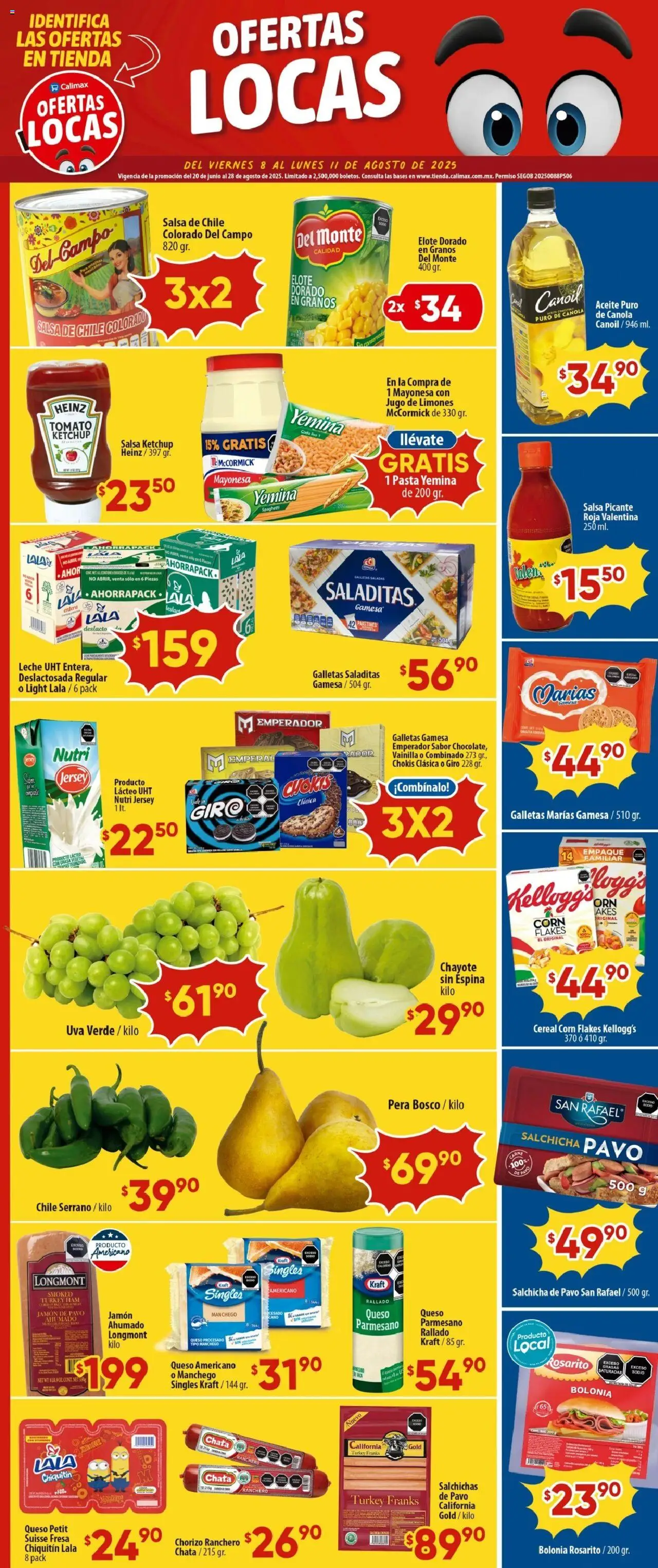 Nuevas ofertas de Calimax válidas en toda la República Mexicana desde el 08.08.2025. ¡Encuentra las mejores ofertas en Calimax - Folleto Mexicali! | Página: 3 | Productos: Pera, Aceite, Pasta, Galletas