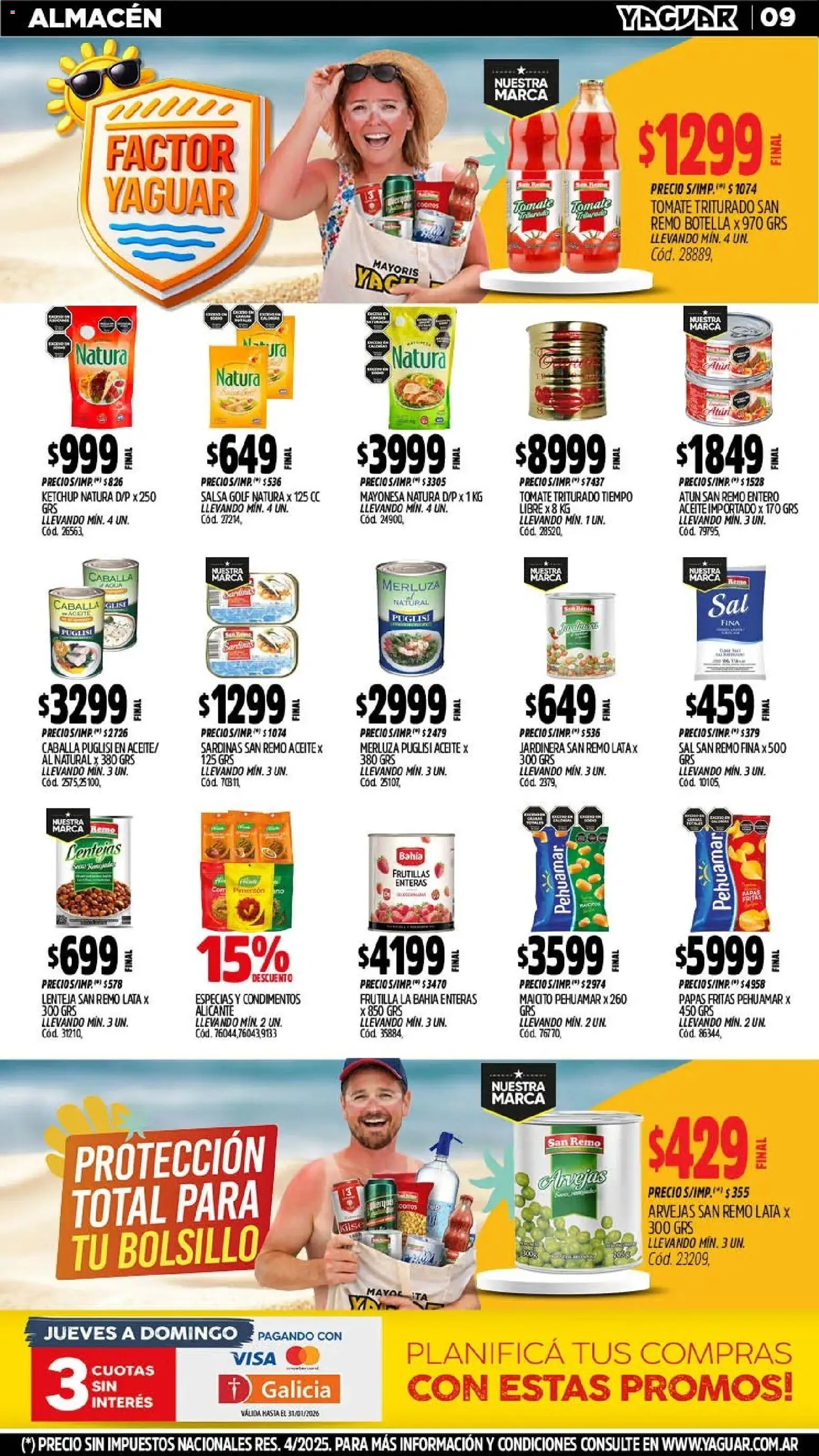 Yaguar - Oferta Semanal Trelew │ válido desde el 26.01.2026 | Página: 9 | Productos: Botella, Aceite, Arvejas, Caballa