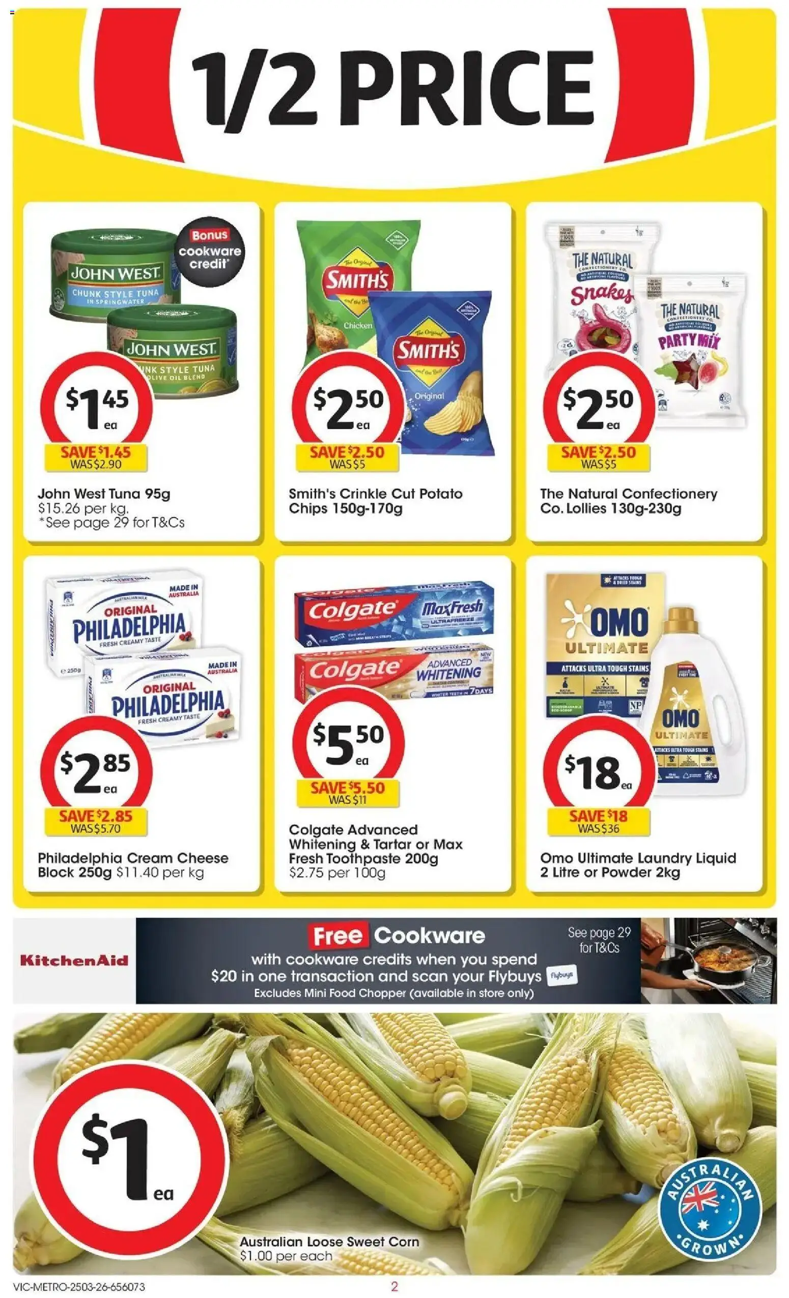 Coles catalogue - valid from 25.03.2026 | Page: 2 | Products: Oil, Chips, Cream, Tuna