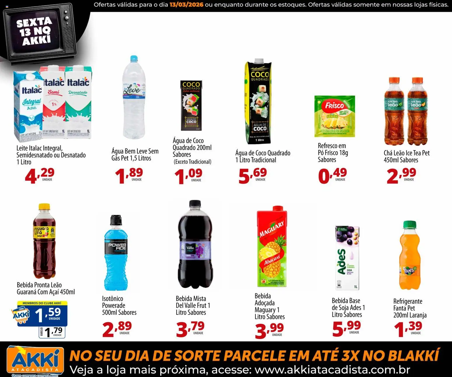 Akki Atacadista Folheto - válido de 13.03.2026 | Página: 9 | Produtos: Coco, Água de coco, Leite, Base