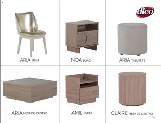 Vista previa de Muebles Dico catálogo Colección Casa Anahí, nuevo folleto de la tienda, válido en México a partir del 07.11.2025 | Página: 21 | Productos: Silla, Buró, Mesa de centro, Mesa