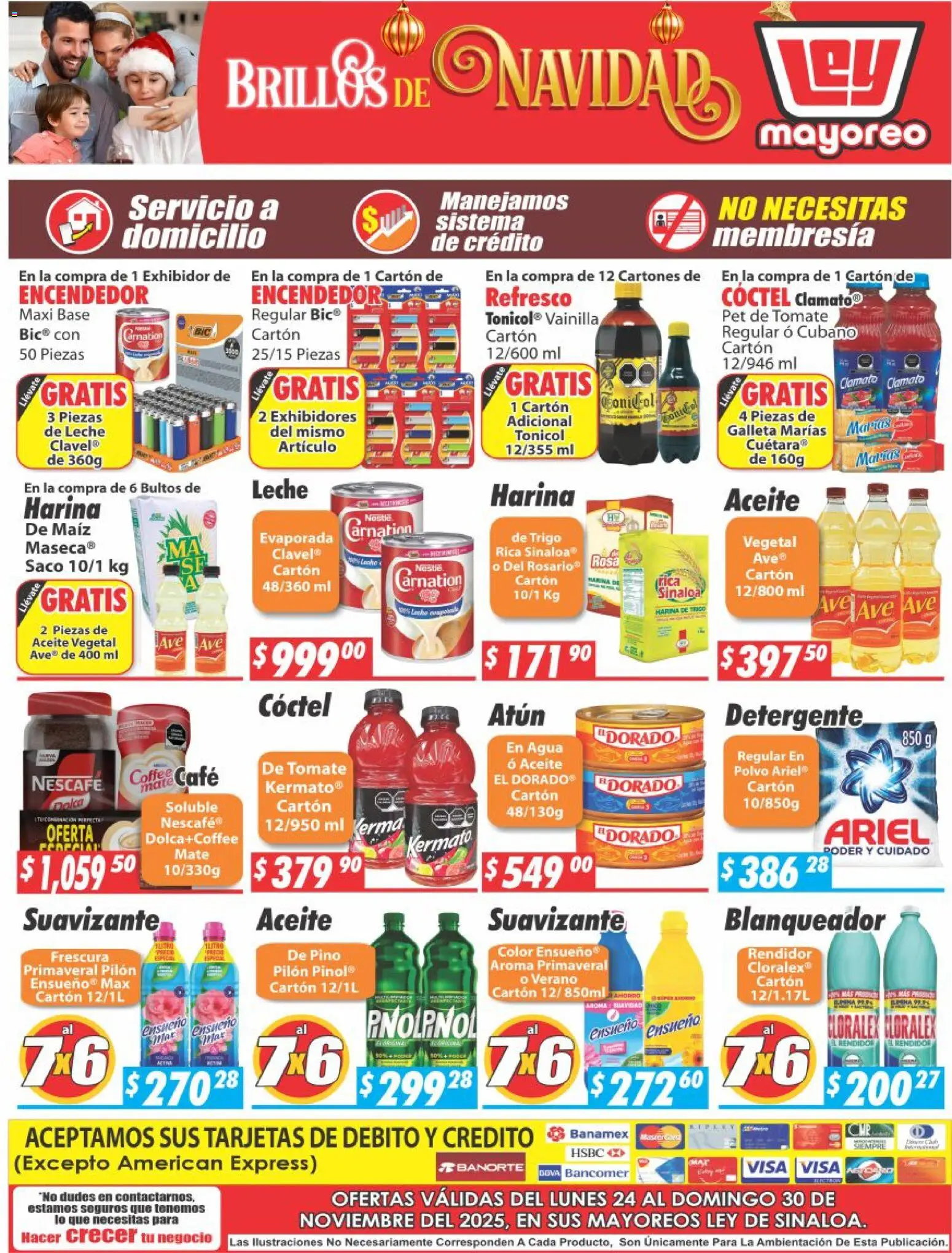 Nuevas ofertas de Casa Ley válidas en toda la República Mexicana desde el 24.11.2025. ¡Encuentra las mejores ofertas en Casa Ley folleto Sinaloa! | Página: 1 | Productos: Atún, Leche, Aceite, Polvo