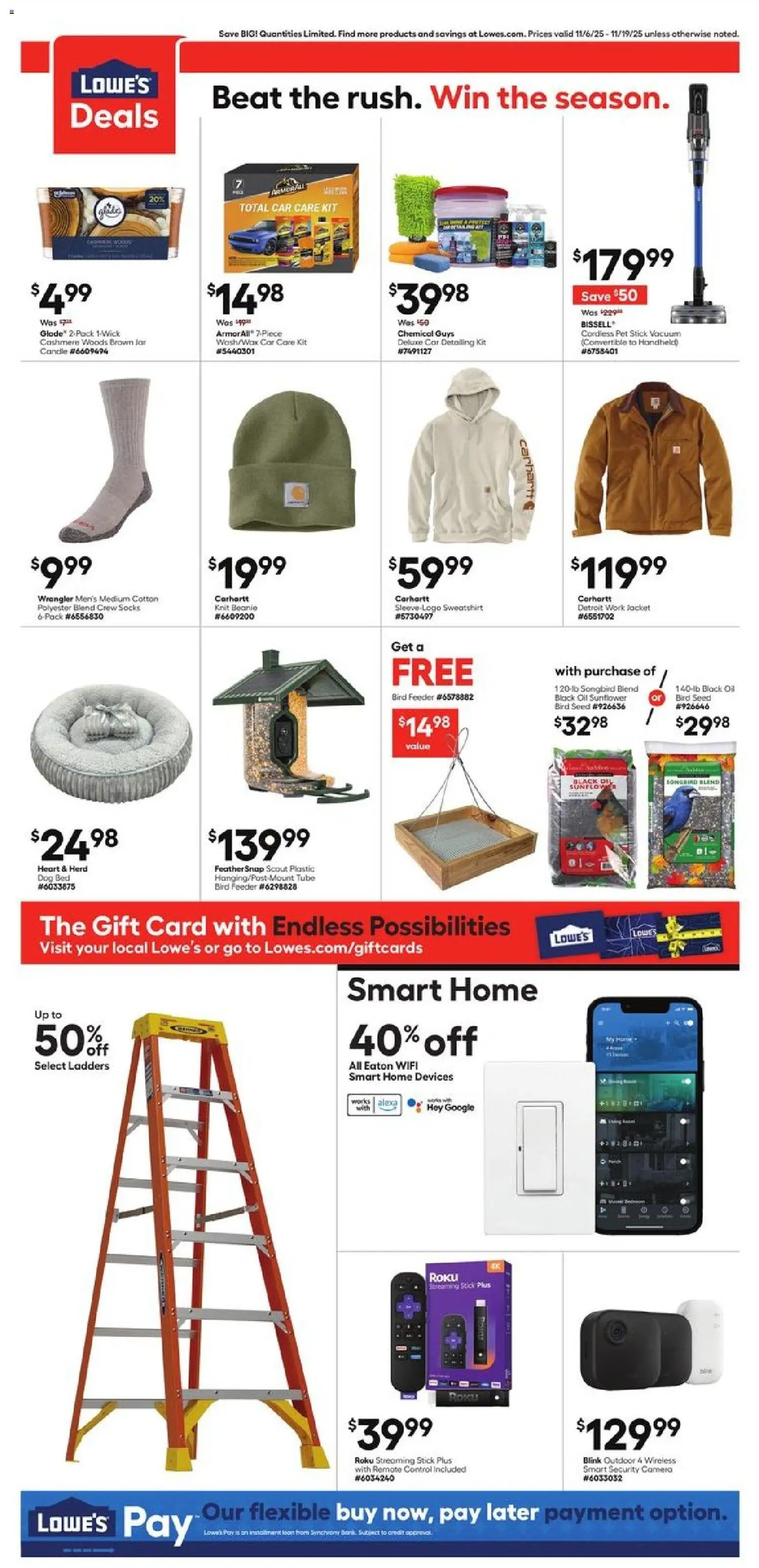 Lowe's Weekly Ad - valid from 06.11.2025 | Page: 4 | Products: Vacuum, Oil, Jacket, Socks