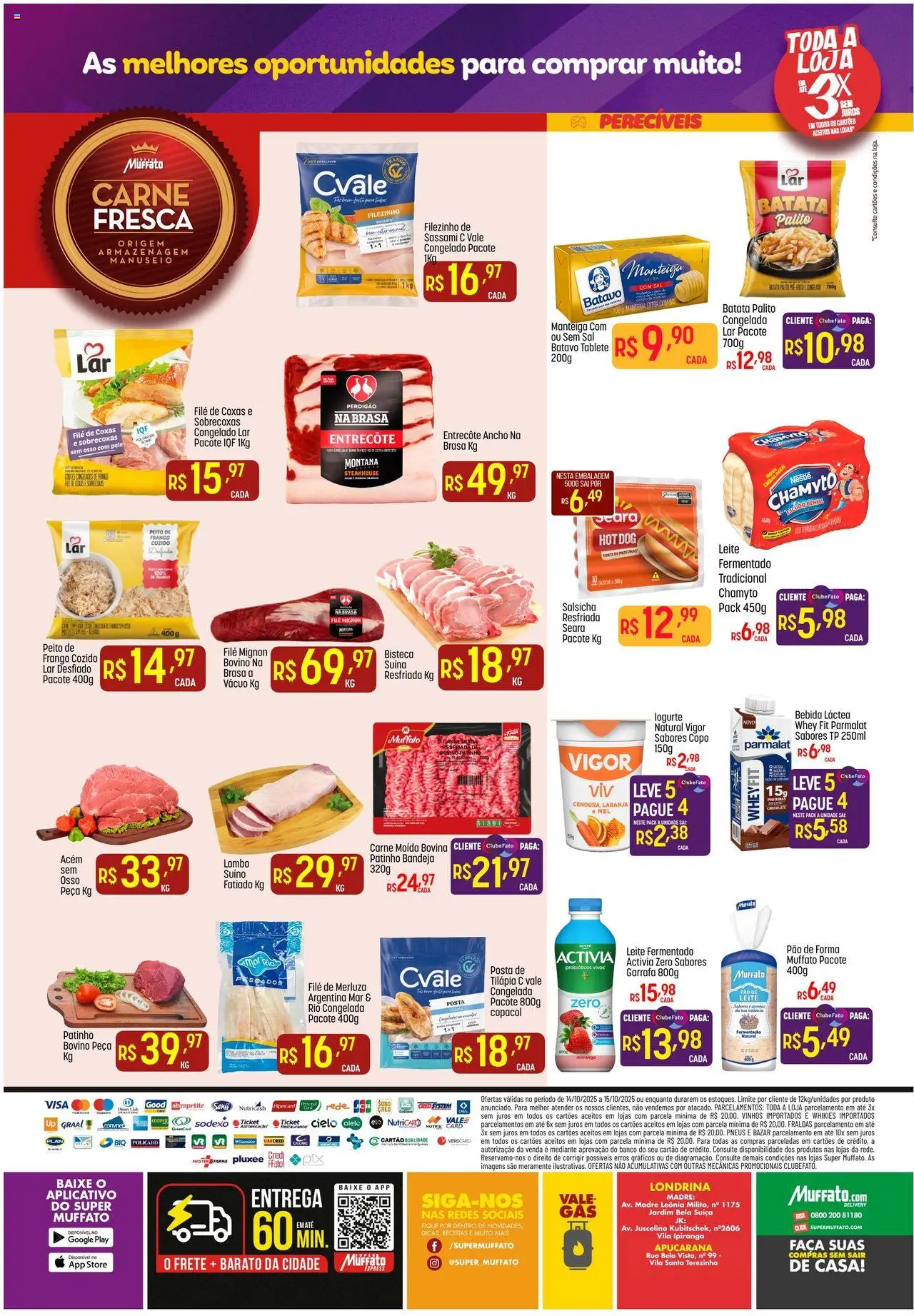 Super Muffato Folheto - válido de 14.10.2025 | Página: 2 | Produtos: Lombo, Tilápia, Pneus, Batata