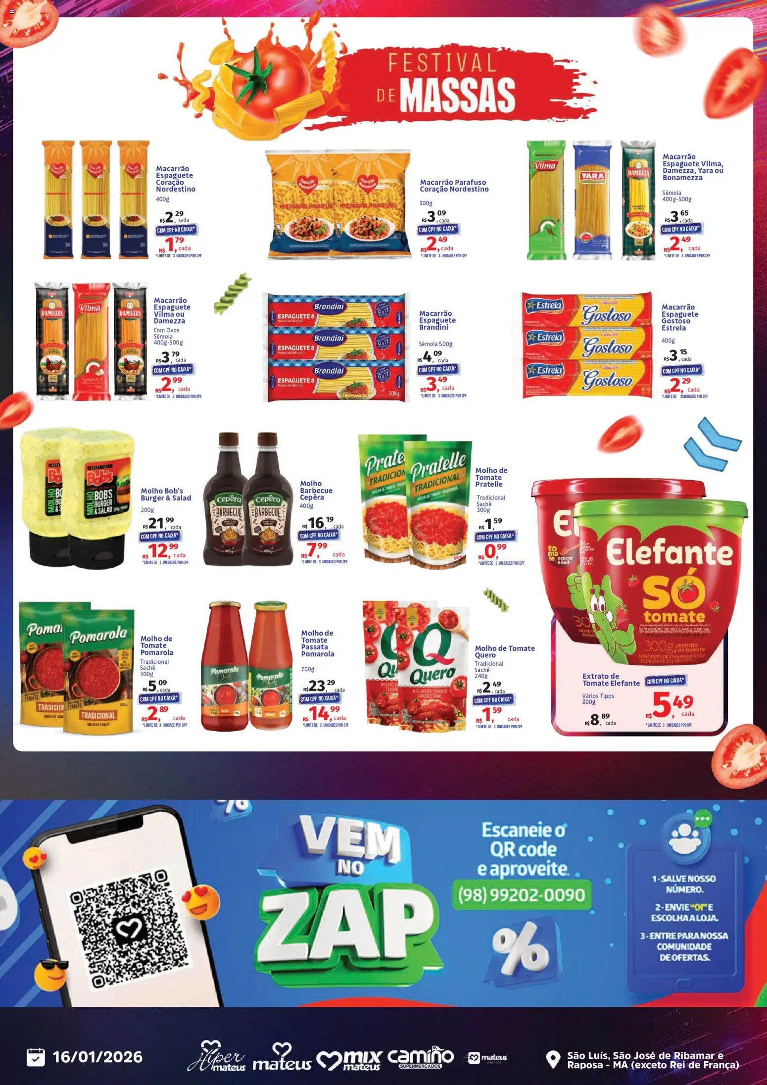 Mateus Folheto - válido de 16.01.2026 | Página: 4 | Produtos: Espaguete, Ovos, Macarrão, Sal