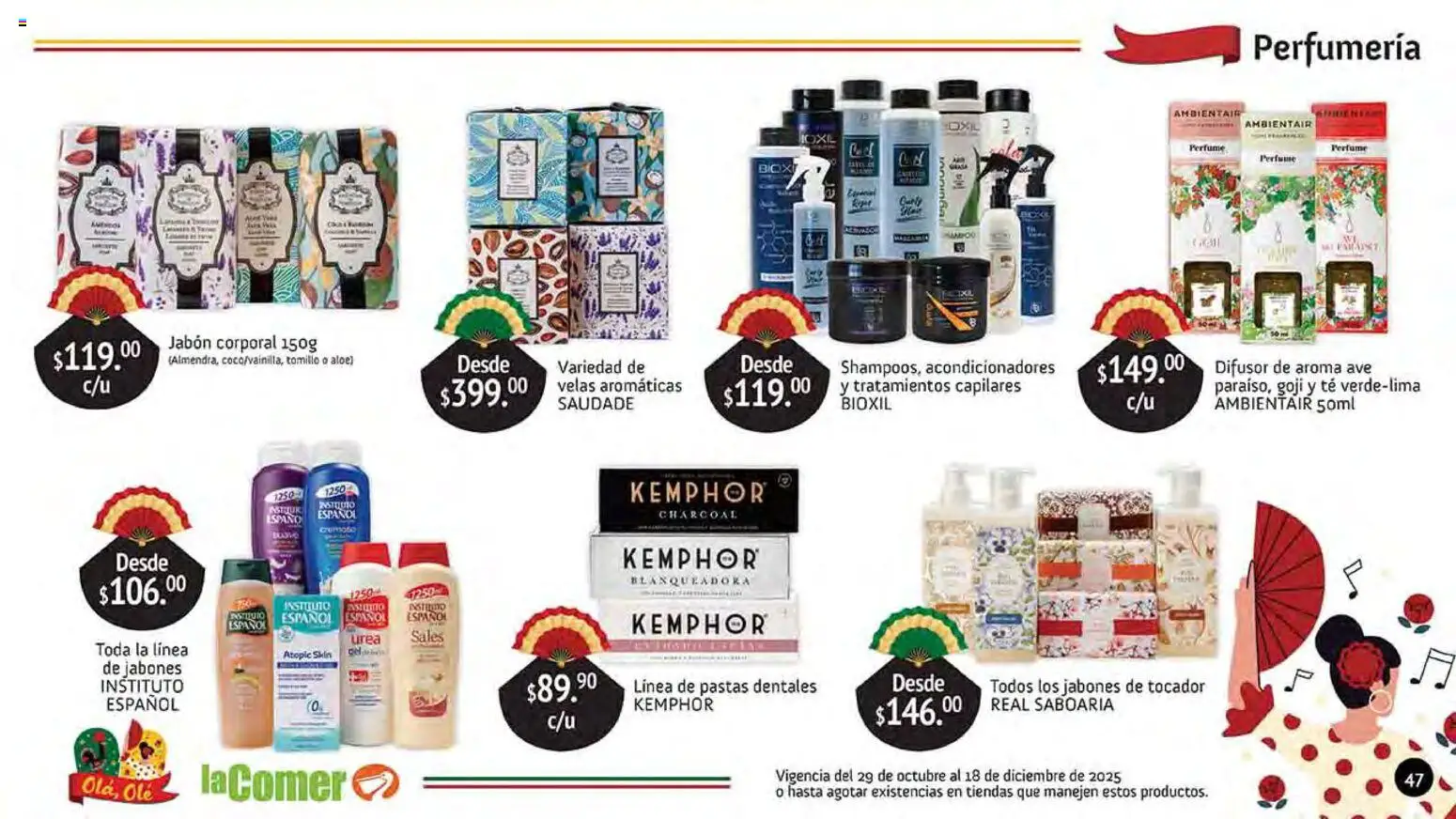 Nuevas ofertas de La Comer válidas en toda la República Mexicana desde el 29.10.2025. ¡Encuentra las mejores ofertas en La Comer folleto Olá, Olé! | Página: 47 | Productos: Sales, Té, Perfume, Jabón