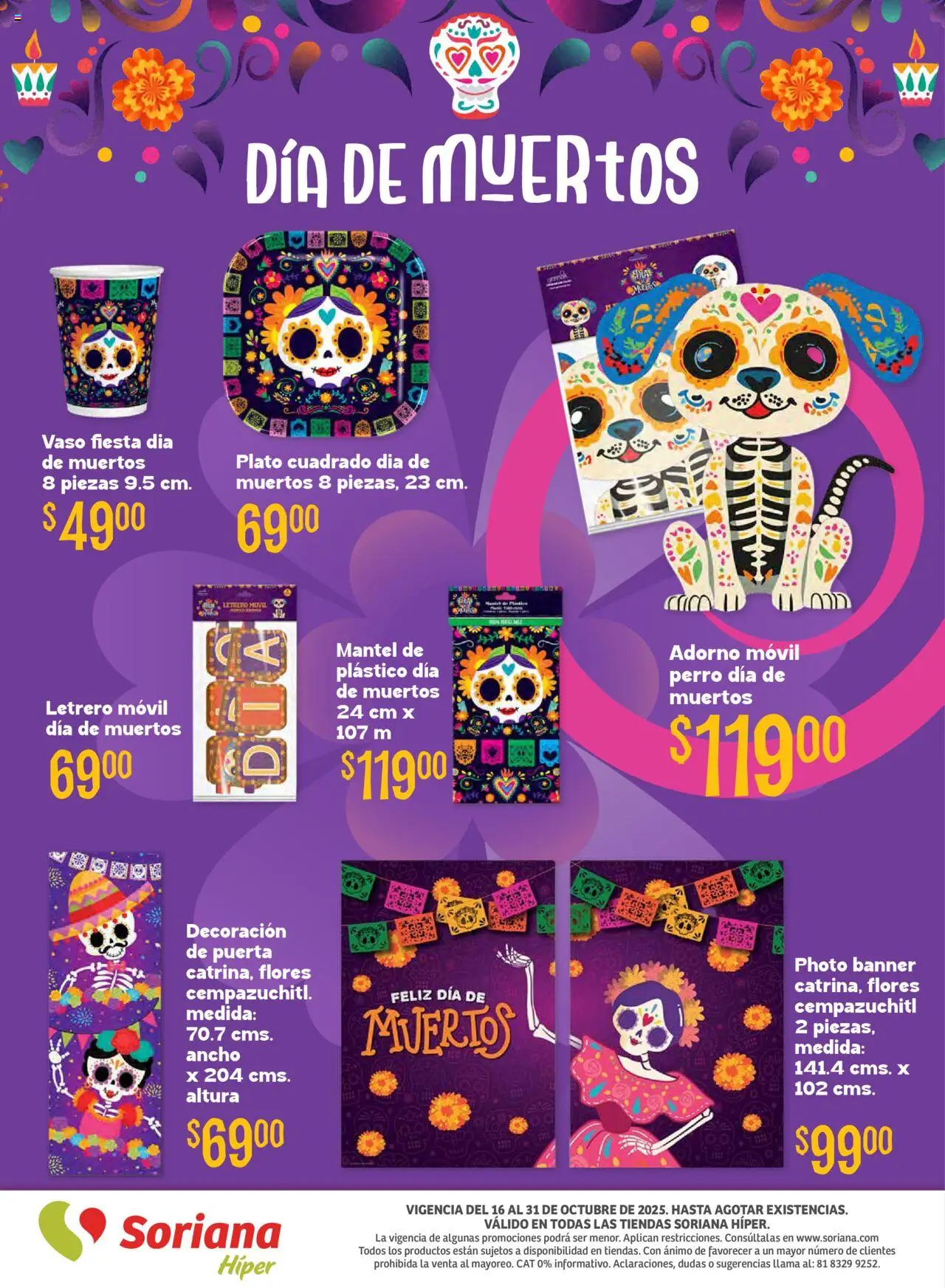 Nuevas ofertas de Soriana válidas en toda la República Mexicana desde el 16.10.2025. ¡Encuentra las mejores ofertas en Soriana - Halloween y Día de muertos Híper Nacional! | Página: 29 | Productos: Mantel, Movil