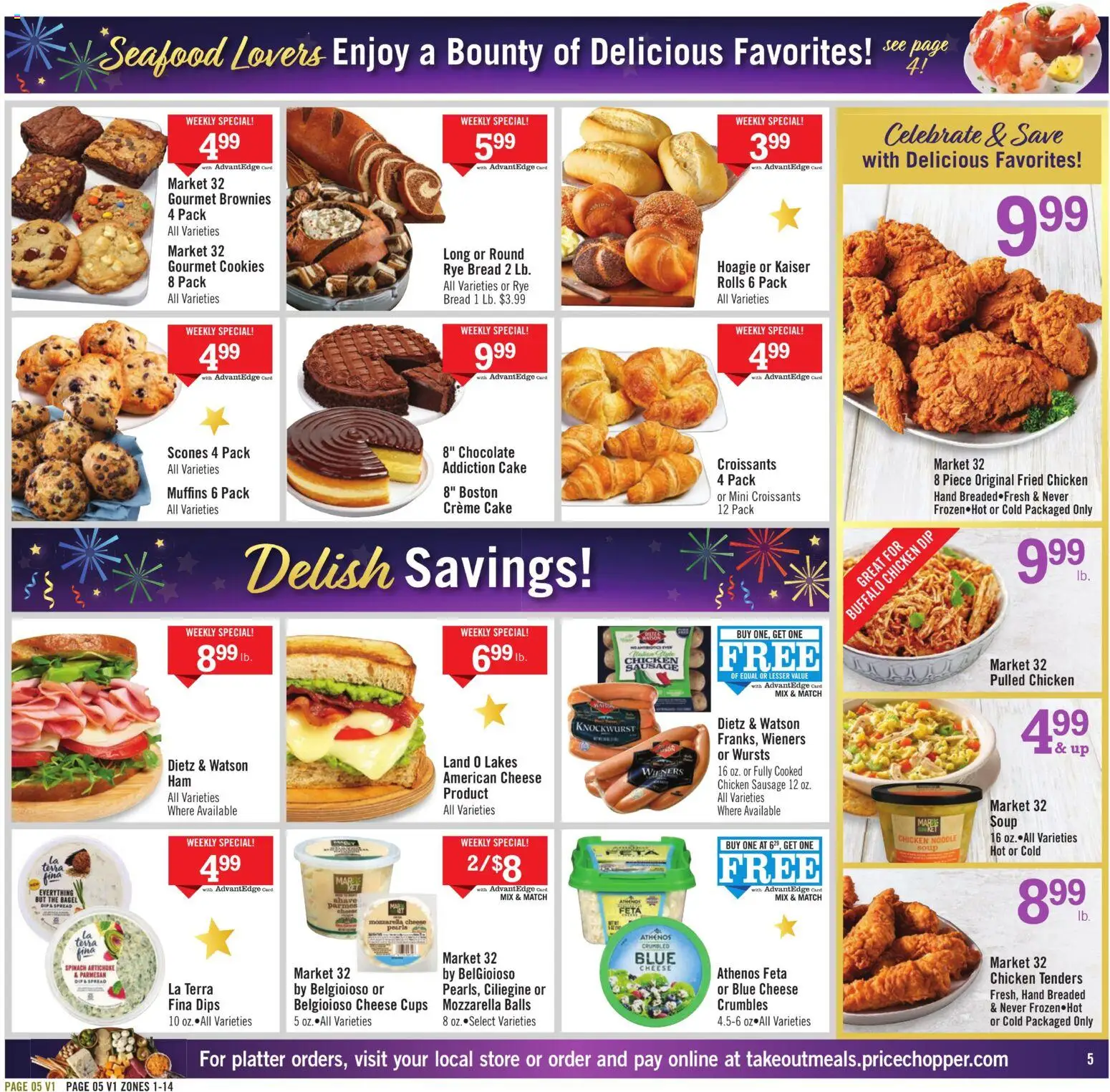 Price Chopper Weekly Ad - valid from 28.12.2025 | Page: 5 | Products: Spinach, Cheese, Seafood, Sausage