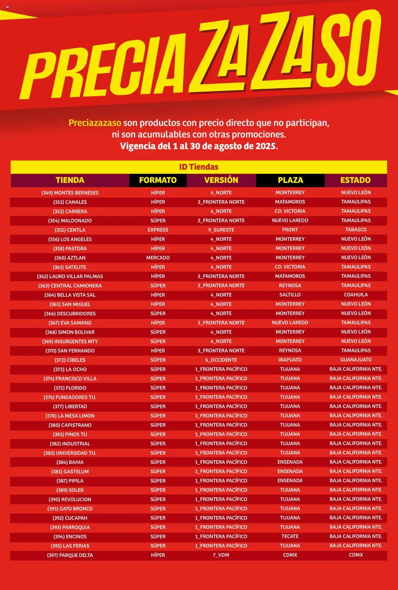Nuevas ofertas de Soriana válidas en toda la República Mexicana desde el 01.08.2025. ¡Encuentra las mejores ofertas en Soriana - Catálogo Preciazazaso Mercado Nacional! | Página: 256 | Productos: Sal, Limón, Mesa