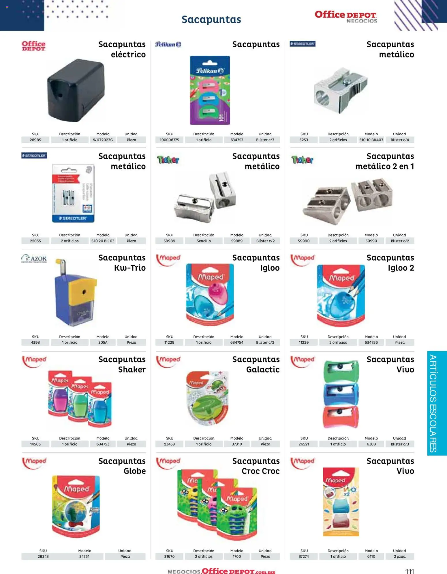 Nuevas ofertas de Office Depot válidas en toda la República Mexicana desde el 12.01.2026. ¡Encuentra las mejores ofertas en Office Depot catálogo 2026! | Página: 113 | Productos: Sacapuntas