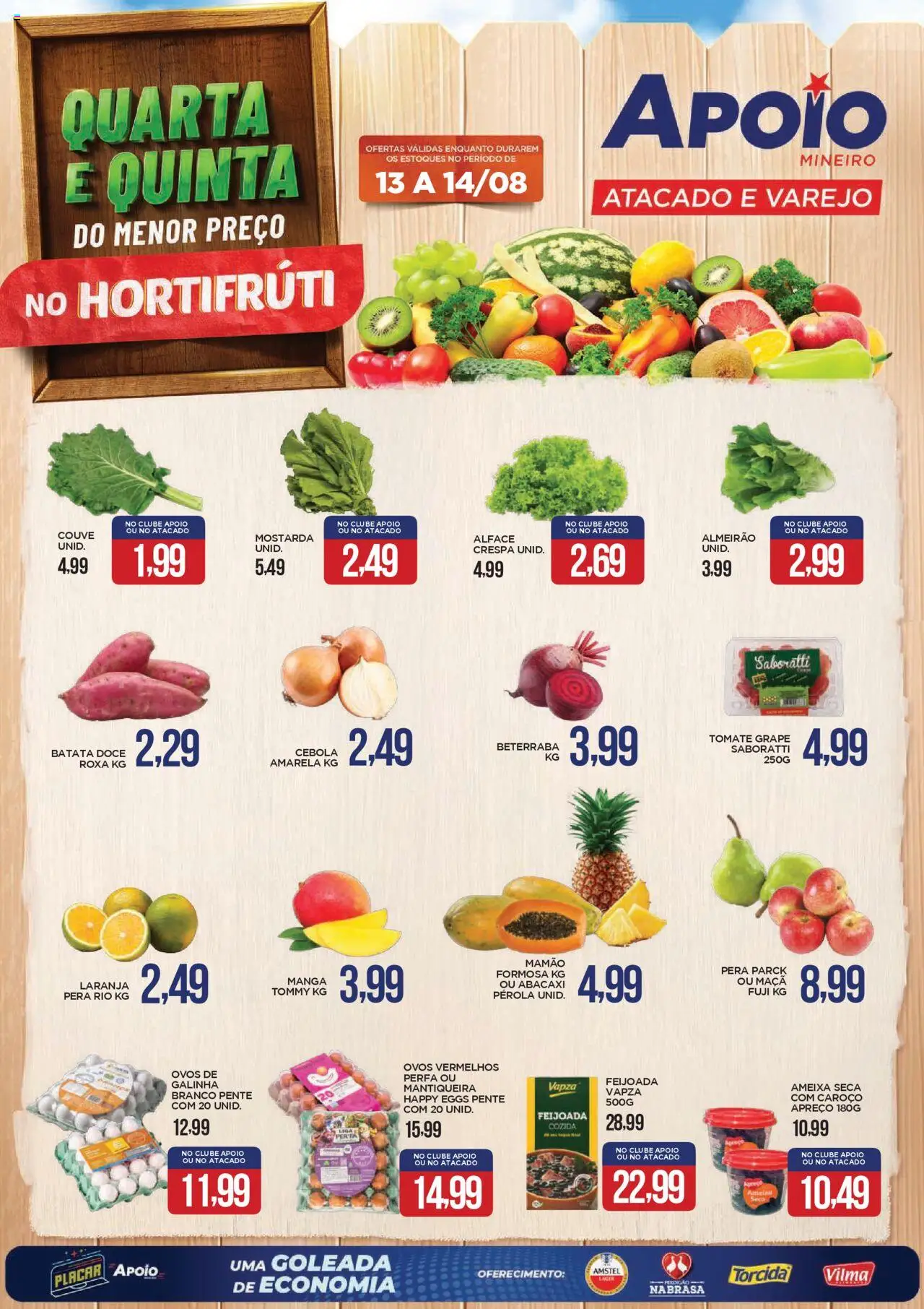 Apoio Mineiro Folheto - válido de 13.08.2025 | Página: 1 | Produtos: Cebola, Alface, Batata, Couve