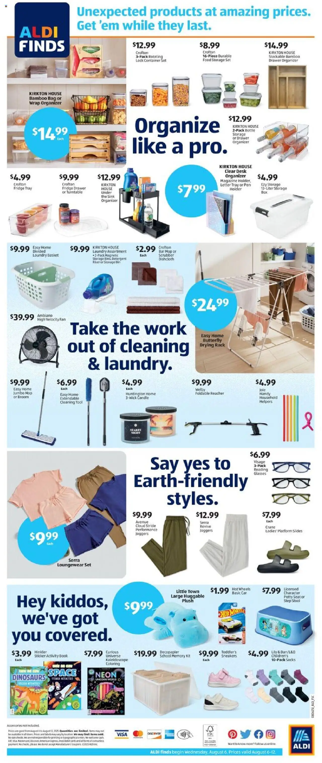 Aldi Weekly Ad - valid from 06.08.2025 | Page: 2 | Products: Socks, Desk, Glasses, Fan
