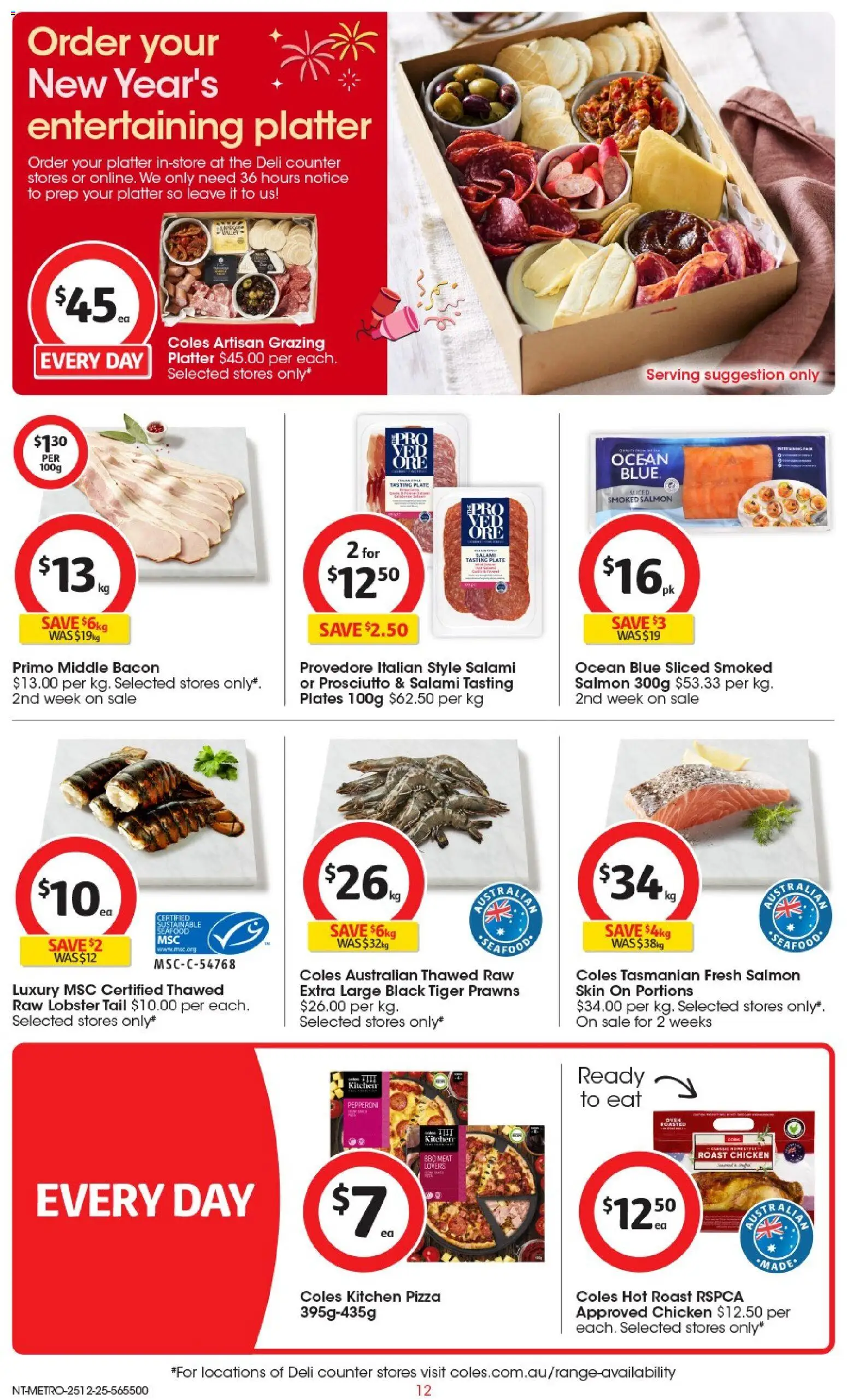 Coles catalogue - valid from 25.12.2025 | Page: 13 | Products: Salami, Pizza, Meat, Prawns