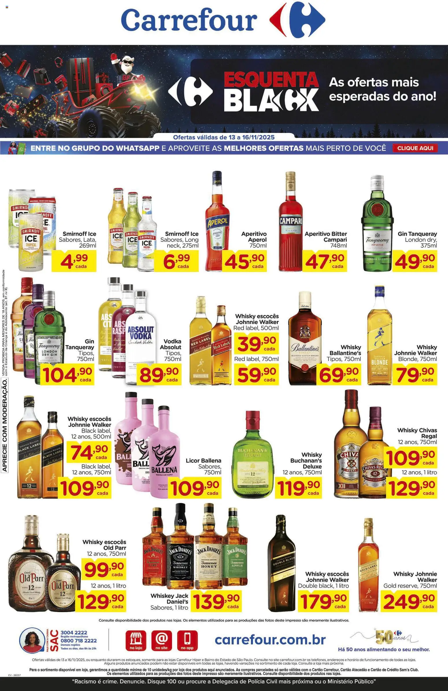 Carrefour Folheto - válido de 13.11.2025 | Página: 1 | Produtos: Licor, Gin, Vodka, Campari