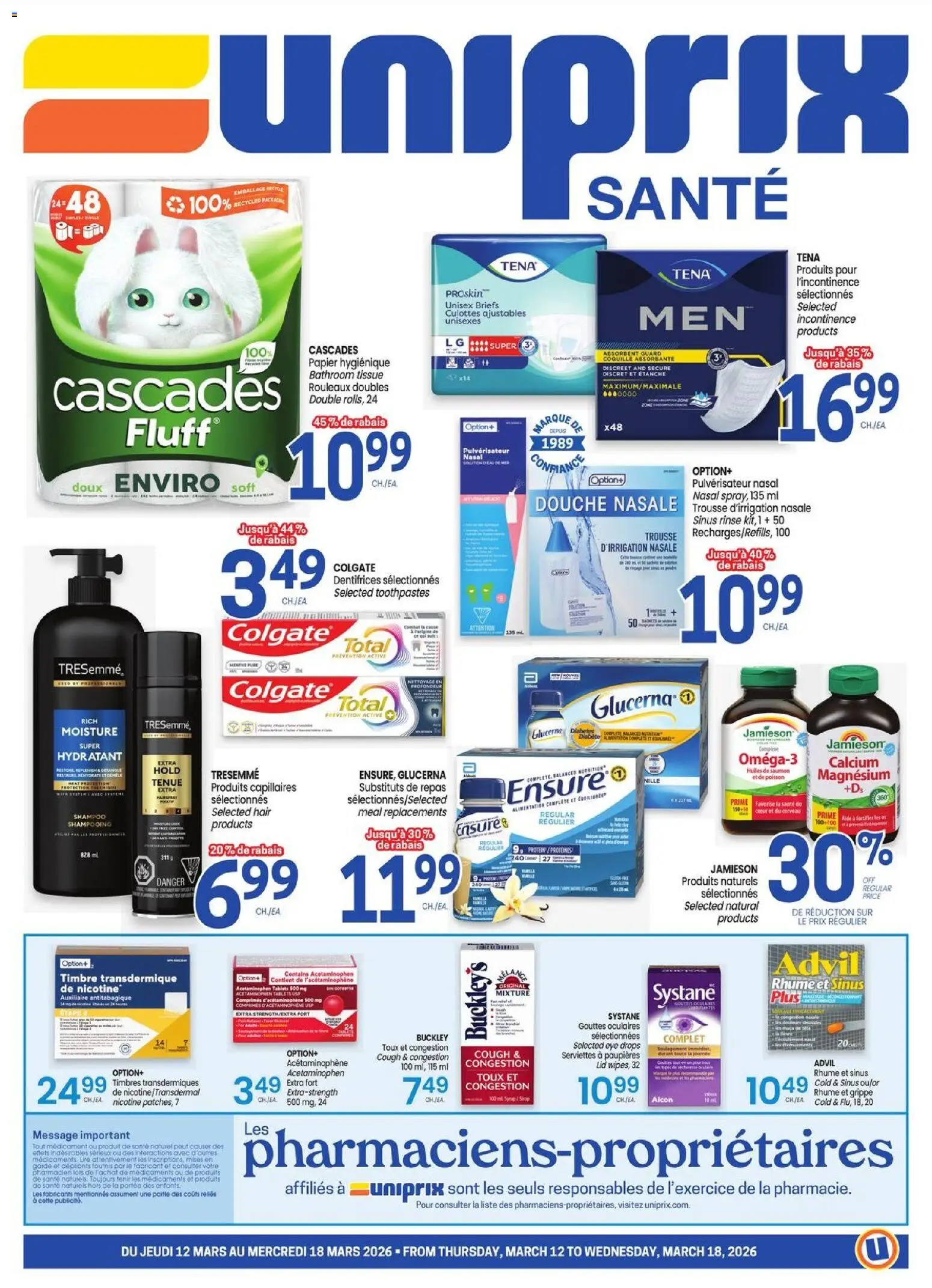 Uniprix flyer valid from 12.03.2026 | Page: 1 | Products: Shampoo, Briefs