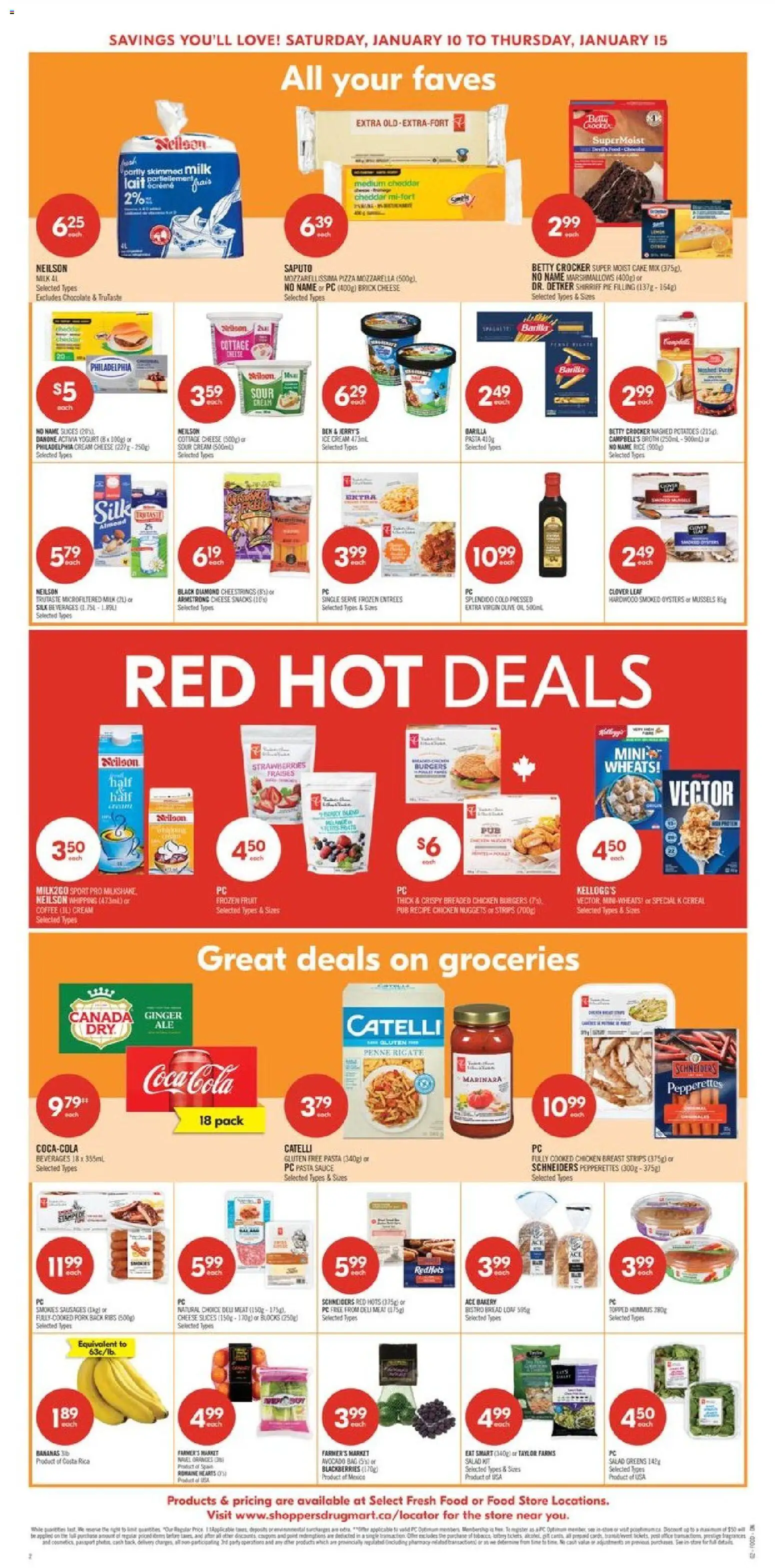 Shoppers flyer valid from 09.01.2026 | Page: 5 | Products: Cottage cheese, Salad, Bakery, Milk