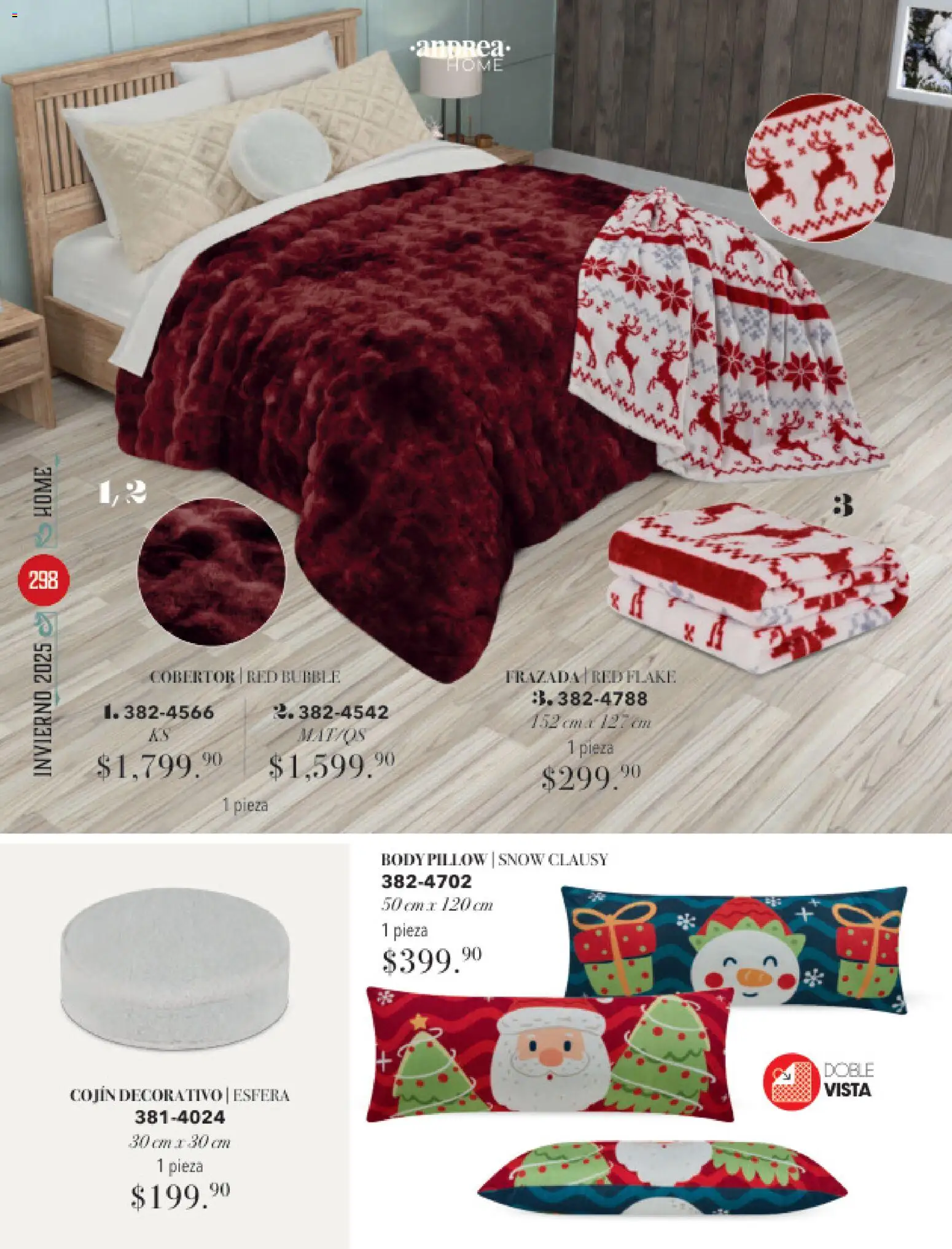 Nuevas ofertas de Andrea válidas en toda la República Mexicana desde el 26.11.2025. ¡Encuentra las mejores ofertas en Andrea catálogo Invierno! | Página: 298 | Productos: Cobertor, Body