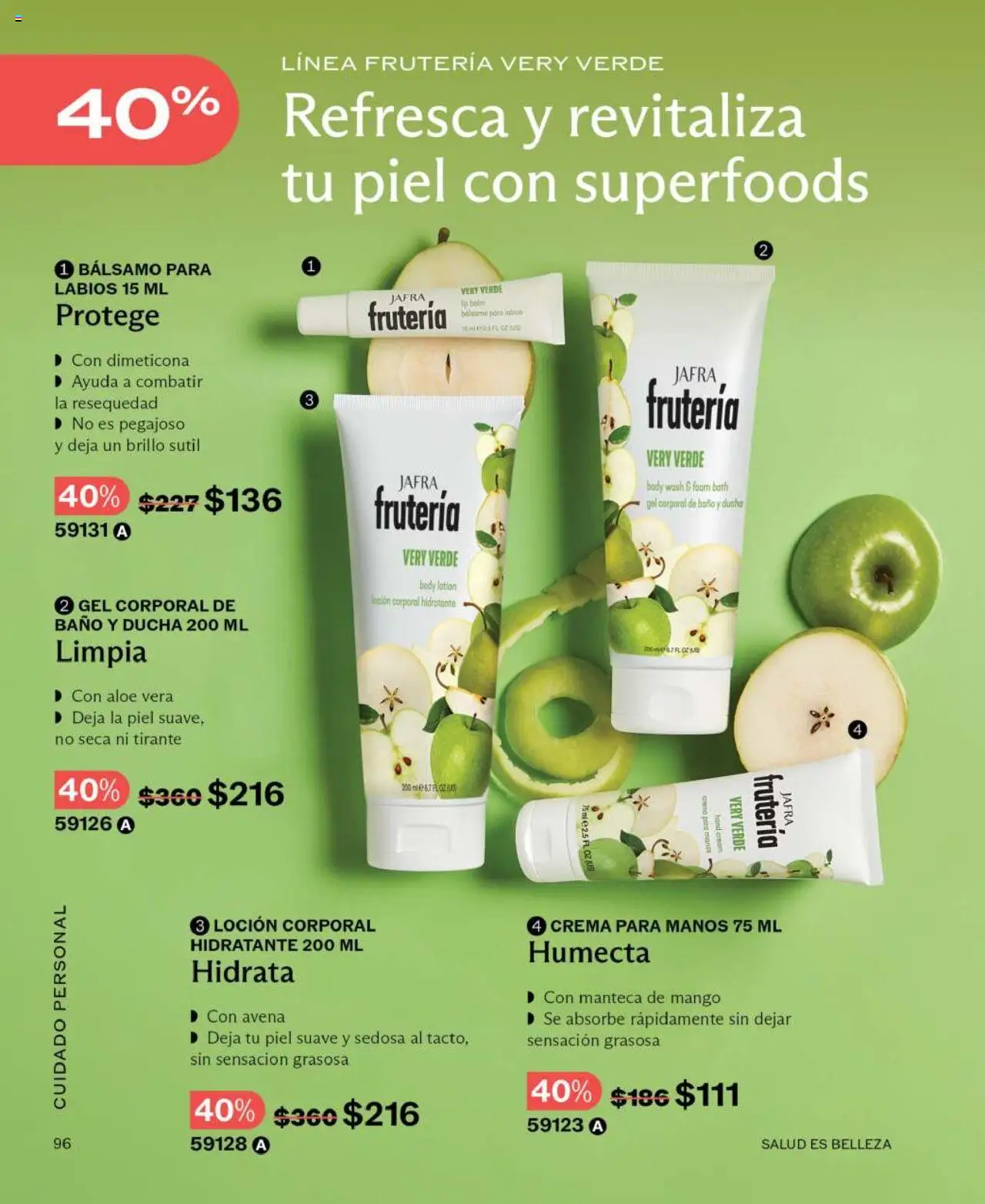 Nuevas ofertas de JAFRA válidas en toda la República Mexicana desde el 01.06.2025. ¡Encuentra las mejores ofertas en JAFRA catálogo! | Página: 96 | Productos: Avena, Bálsamo, Body, Baño