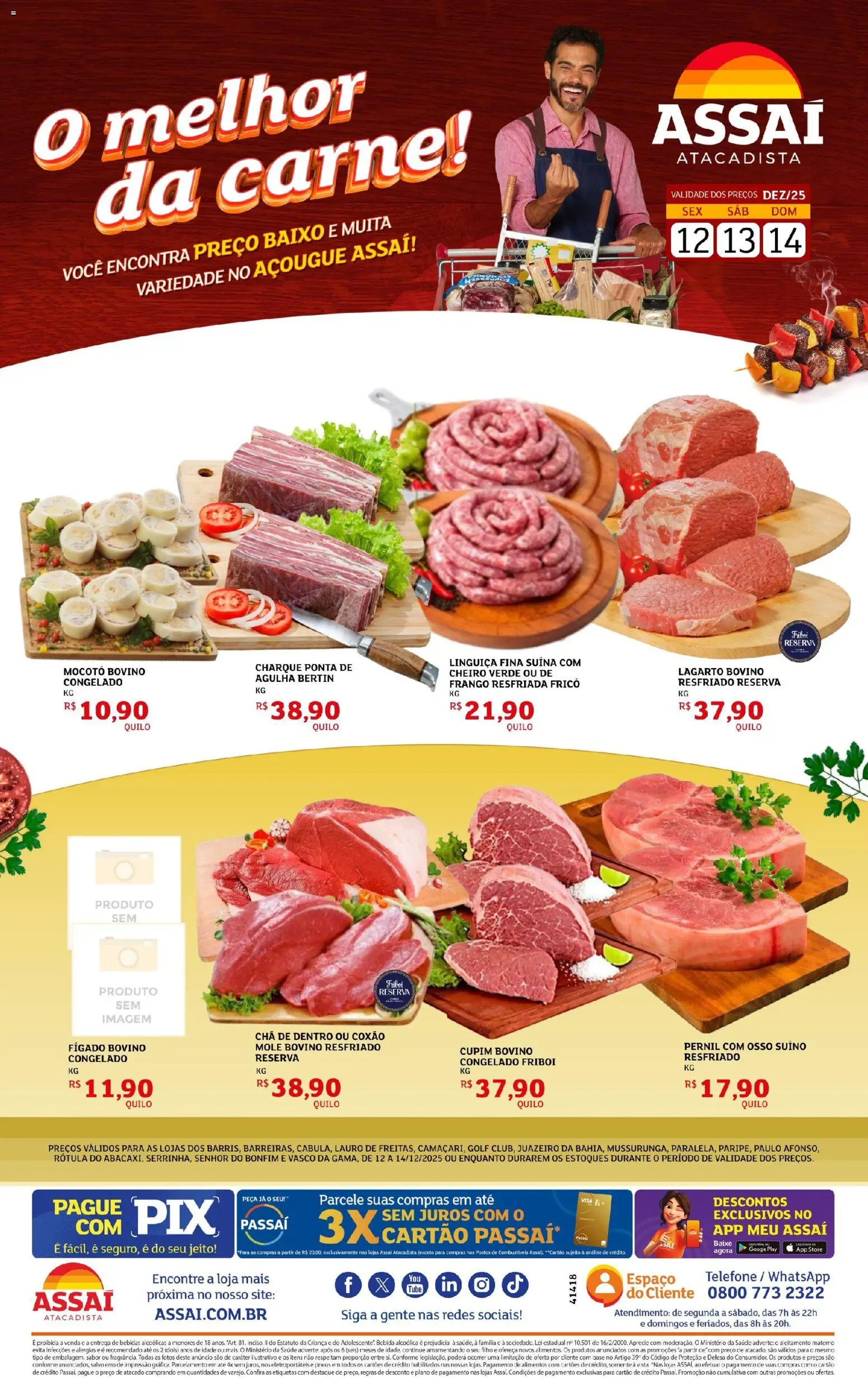 Assaí Atacadista Folheto - válido de 12.12.2025 | Página: 1 | Produtos: Pernil, Baixo, Bebida, Frango