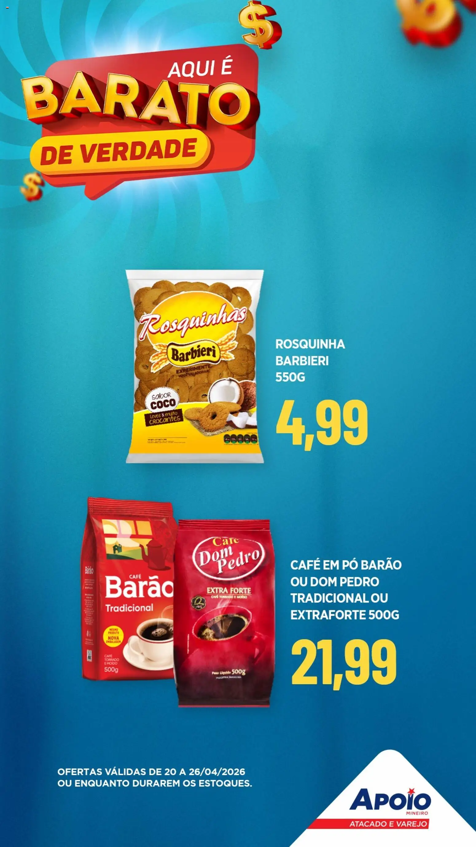 Apoio Mineiro Folheto - válido de 20.04.2026 | Página: 1 | Produtos: Coco, Pó, Café, Rosquinha