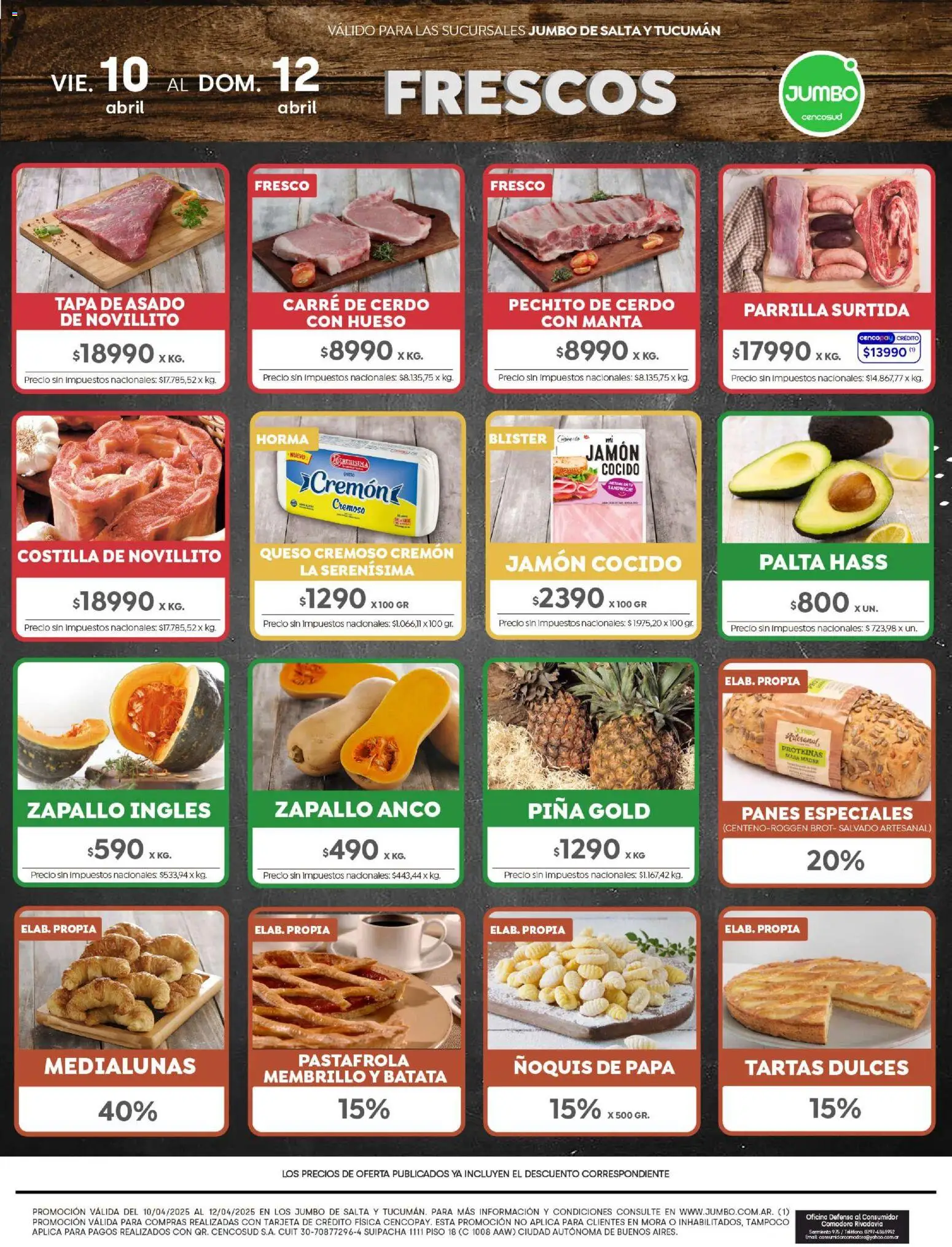 Jumbo - Ofertas | Salta & Tucumán │ válido desde el 10.04.2026 | Página: 8 | Productos: Queso, Ñoquis, Cerdo, Piña