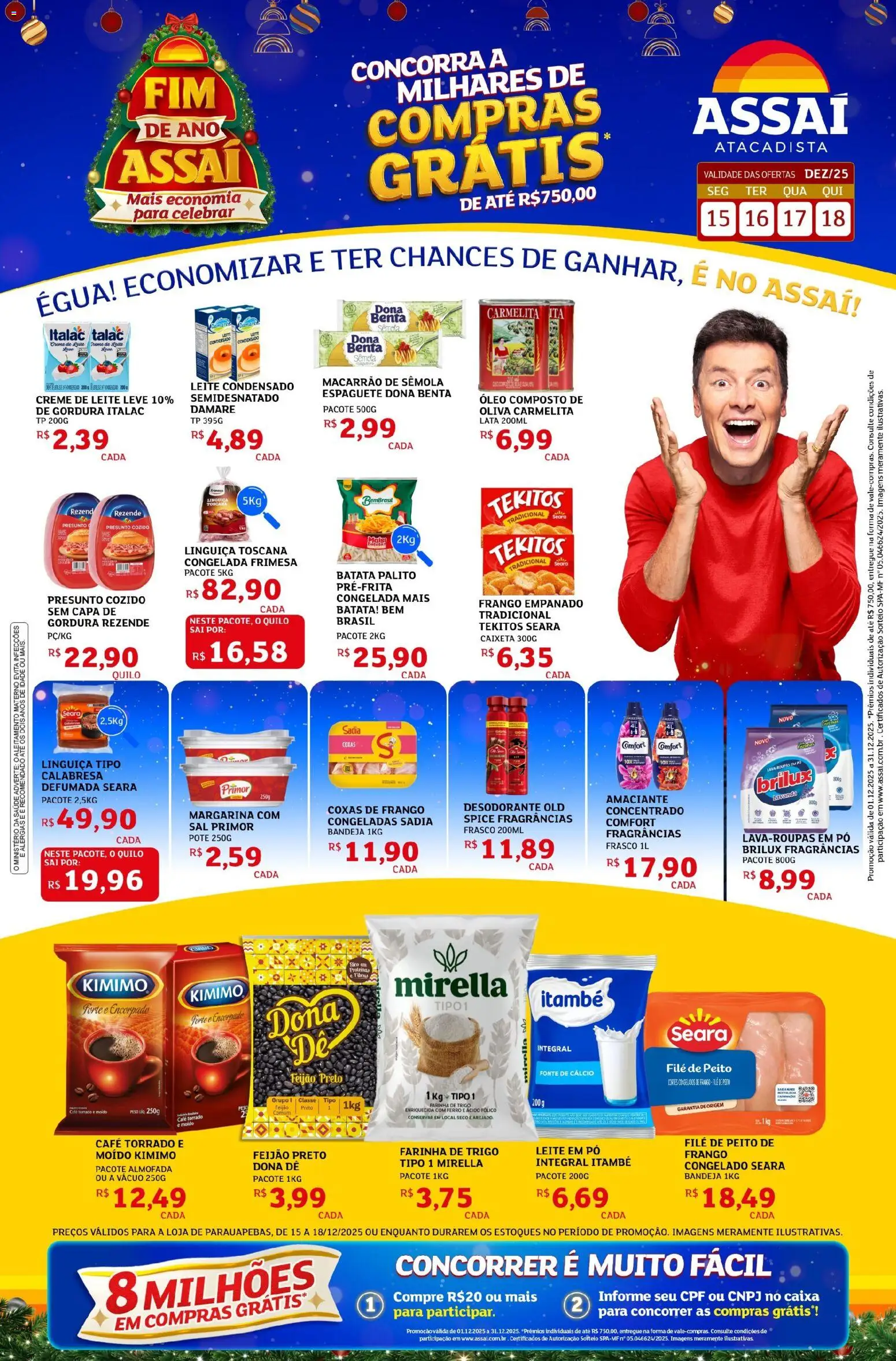 Assaí Atacadista Folheto - válido de 15.12.2025 | Página: 1 | Produtos: Caixa, Café, Presunto, Leite em pó