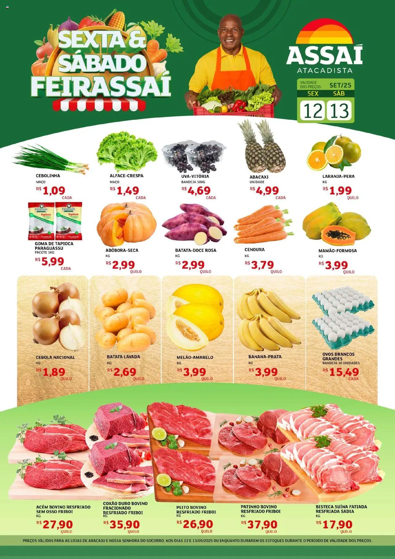 Assaí Atacadista Folheto - válido de 12.09.2025 | Página: 1 | Produtos: Acém, Ovos, Abacaxi, Bandeja