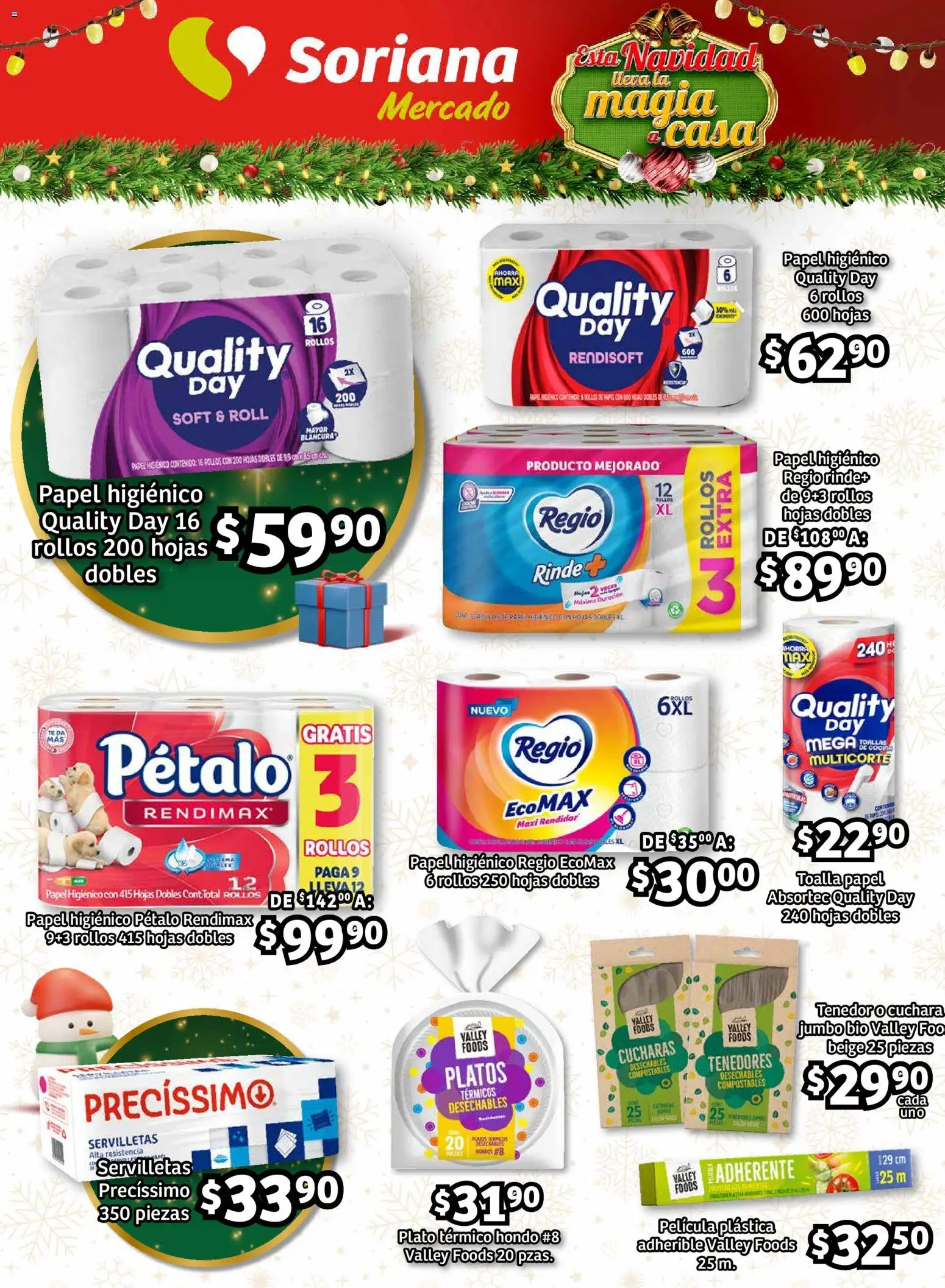 Nuevas ofertas de Soriana válidas en toda la República Mexicana desde el 11.12.2025. ¡Encuentra las mejores ofertas en Soriana - Pesito Valedor Mercado: Nay, Sin, Son! | Página: 20 | Productos: Toalla, Papel higiénico, Cuchara, Té