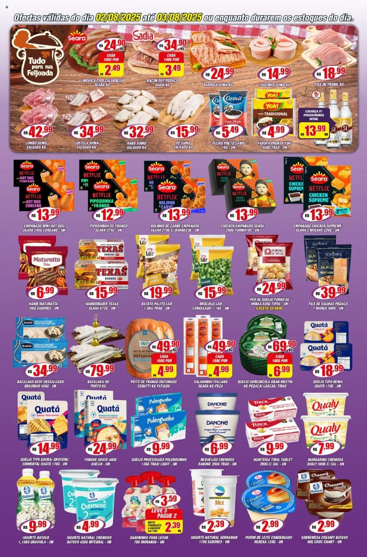 Violeta Supermercados Folheto - válido de 02.08.2025 | Página: 2 | Produtos: Leite, Manteiga, Batata, Frango