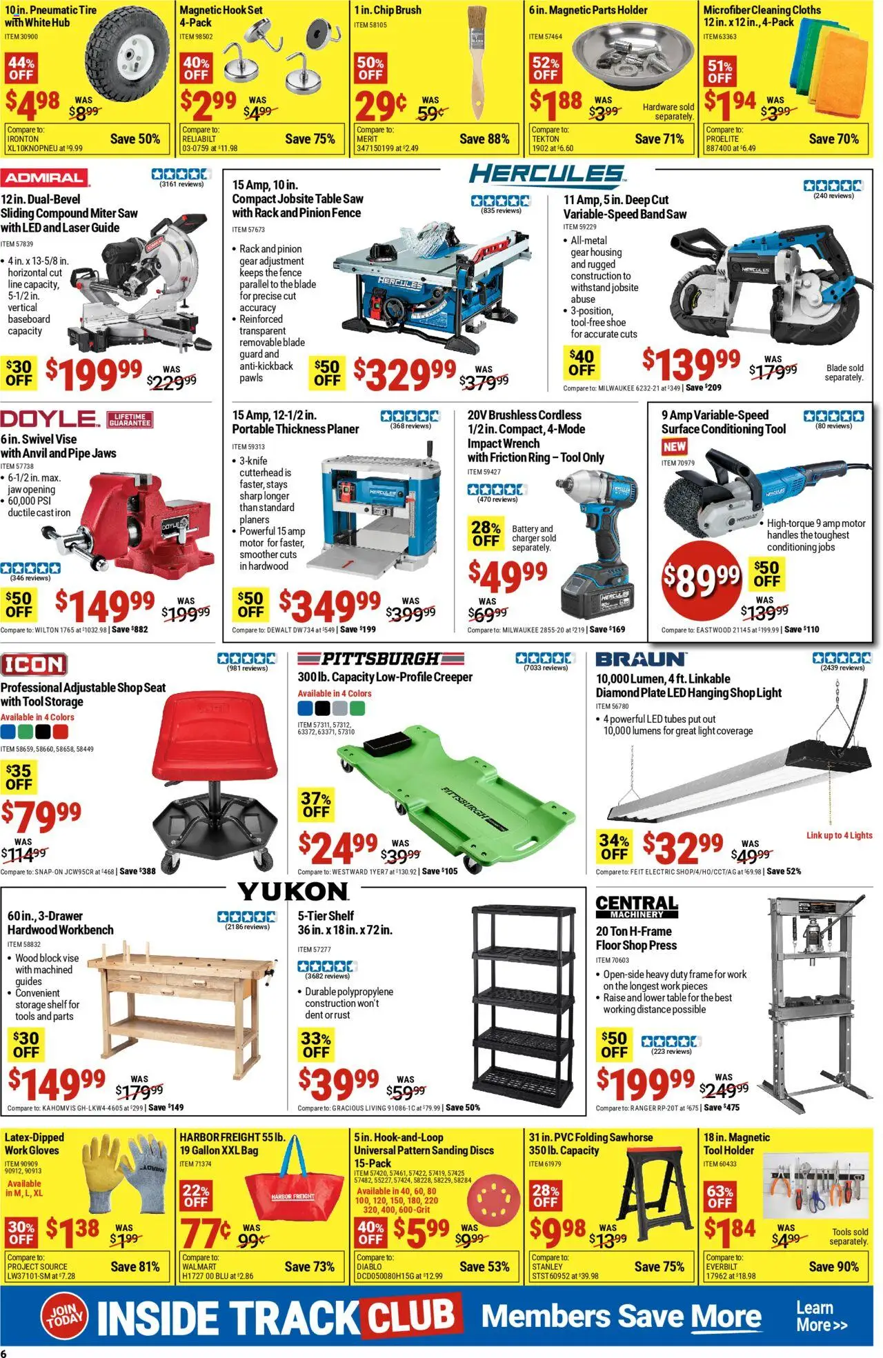 Harbor Freight Weekly Ad - valid from 06.10.2025 | Page: 6 | Products: Shelf, Table, Hub, Gloves