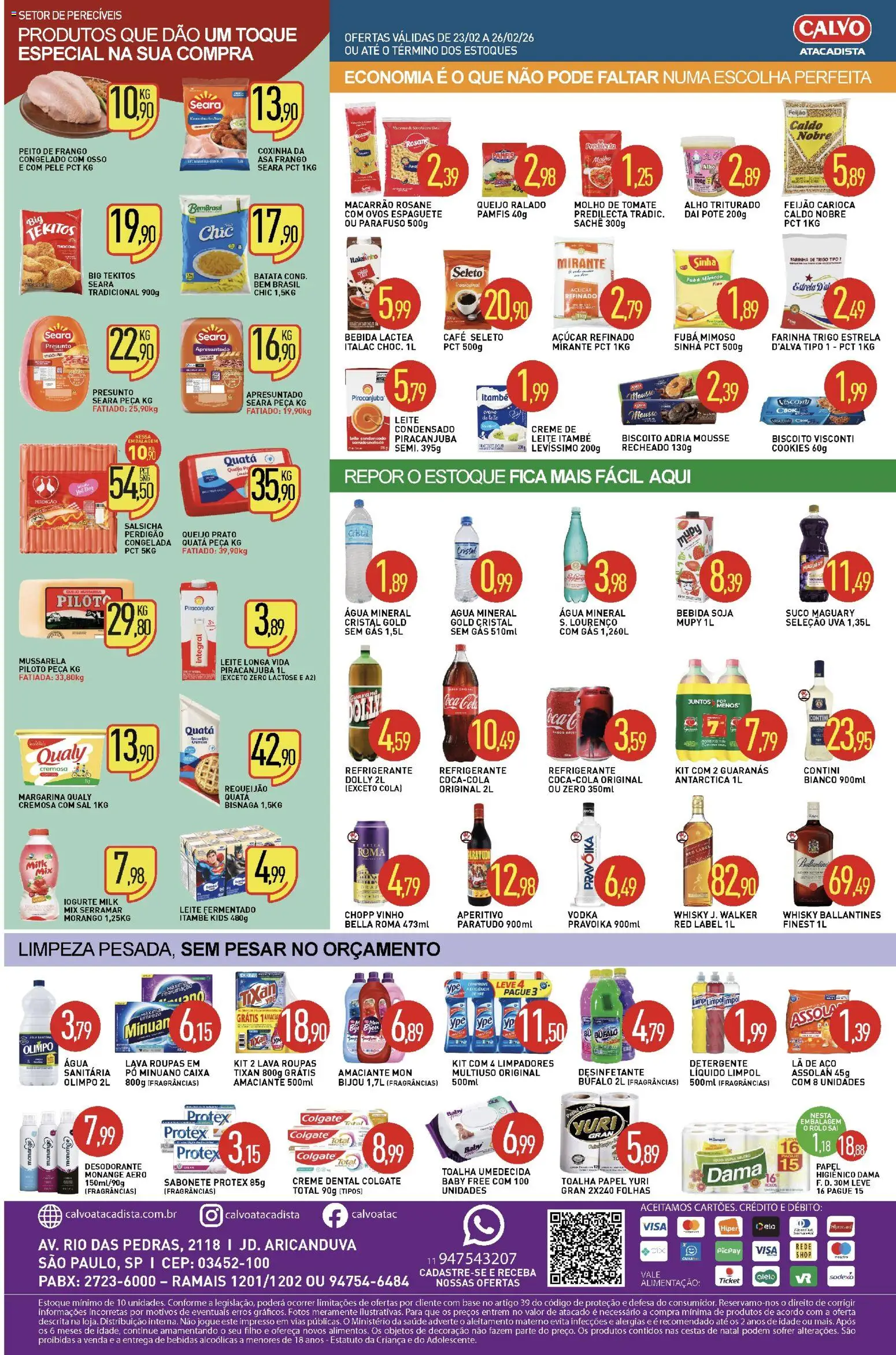 Calvo Atacadista Folheto - válido de 23.02.2026 | Página: 2 | Produtos: Desodorante, Queijo, Frango, Toalha umedecida