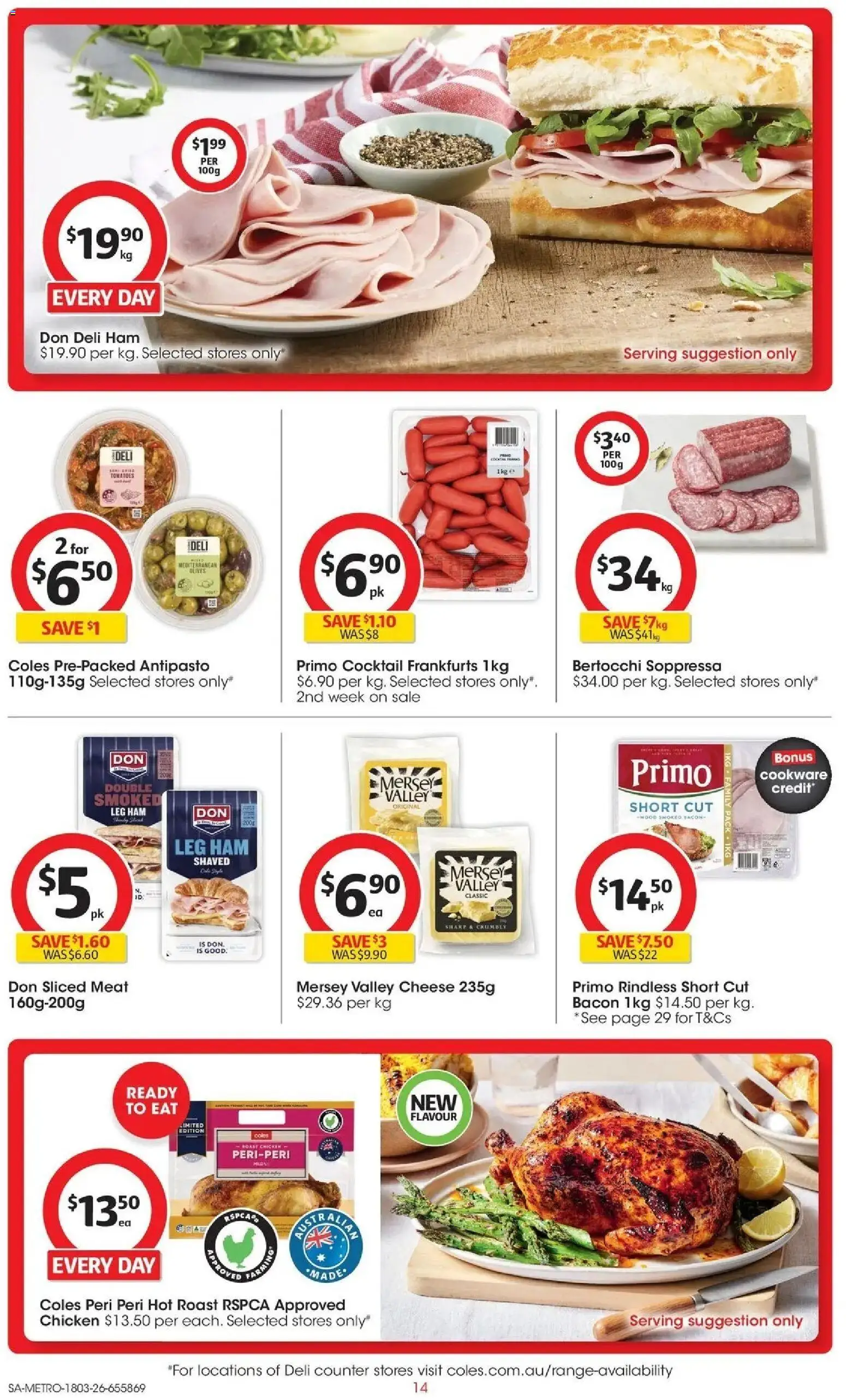 Coles catalogue - valid from 17.03.2026 | Page: 14 | Products: Bacon, Cheese, Meat, Wood
