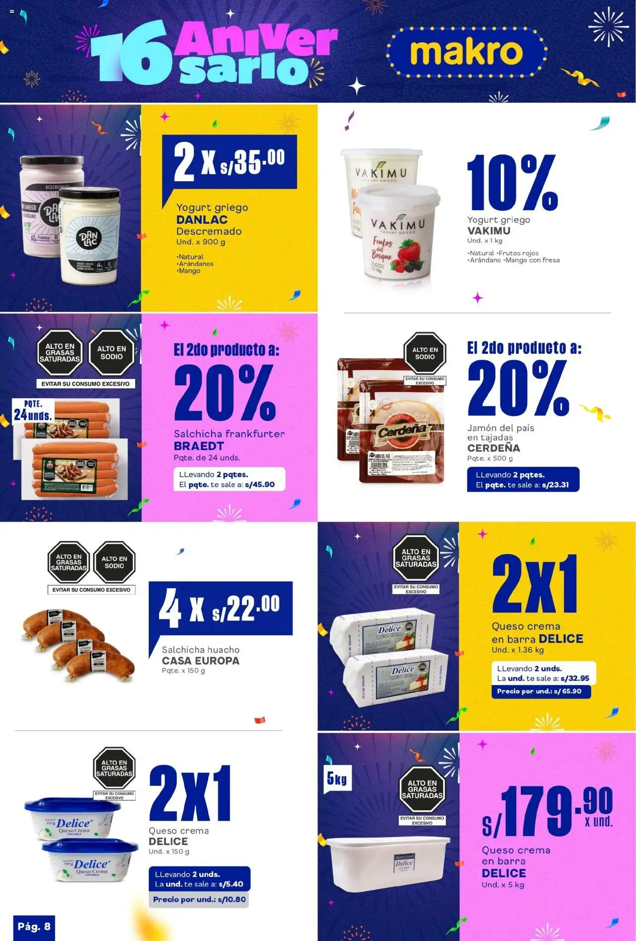 Catálogo Makro válido desde 17.07.2025 | Página: 10 | Productos: Queso, Yogurt, Jamón, Crema