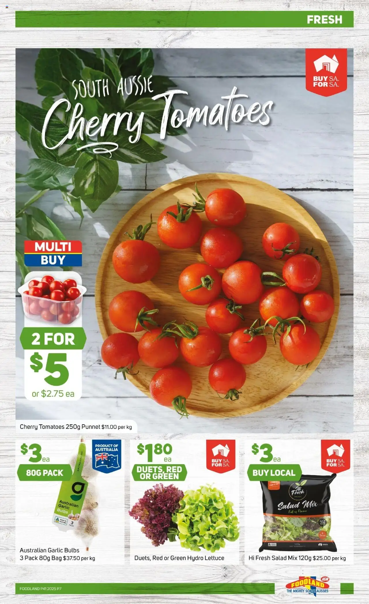 Foodland catalogue - valid from 08.10.2025 | Page: 5 | Products: Lettuce, Tomatoes, Garlic, Bag