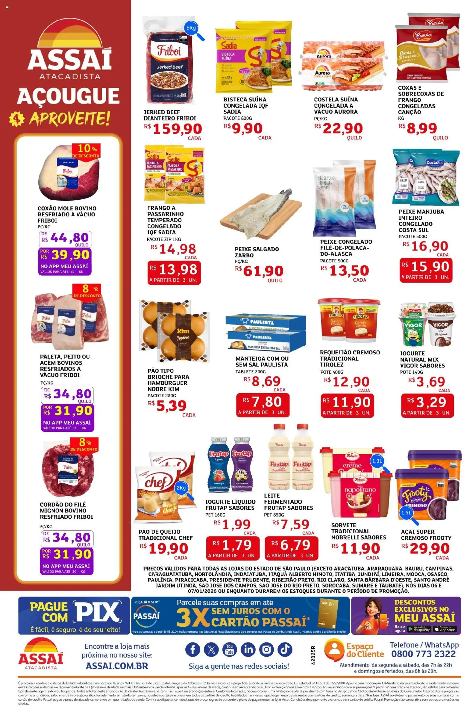 Assaí Atacadista Folheto - válido de 06.01.2026 | Página: 2 | Produtos: Queijo, Creme, Bebida, Açaí