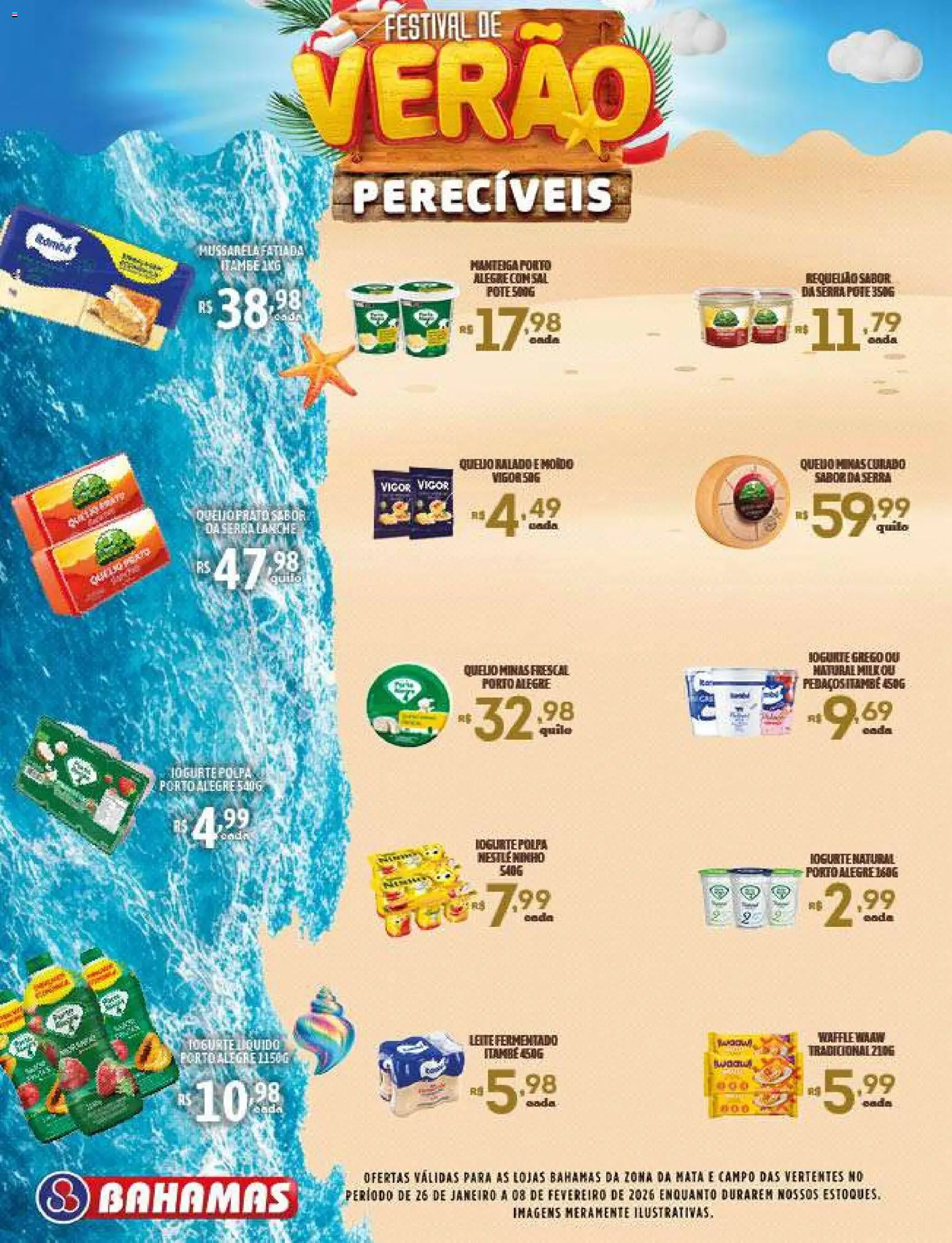 Bahamas Supermercados Folheto - válido de 26.01.2026 | Página: 8 | Produtos: Leite, Queijo, Iogurte, Queijo ralado