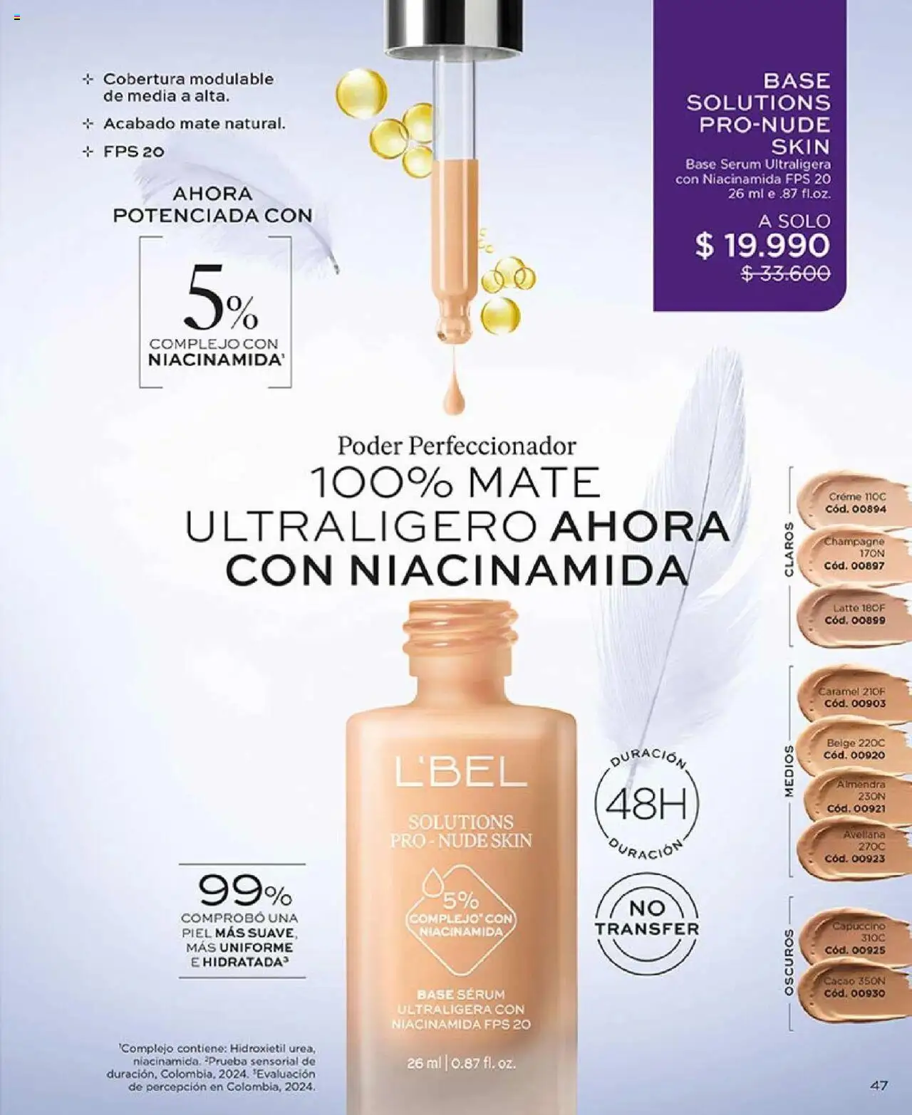 Catálogo L'Bel Campaña 14 │ válido desde el 01.09.2025 | Página: 47 | Productos: Perfeccionador, Almendra, Cacao, Base