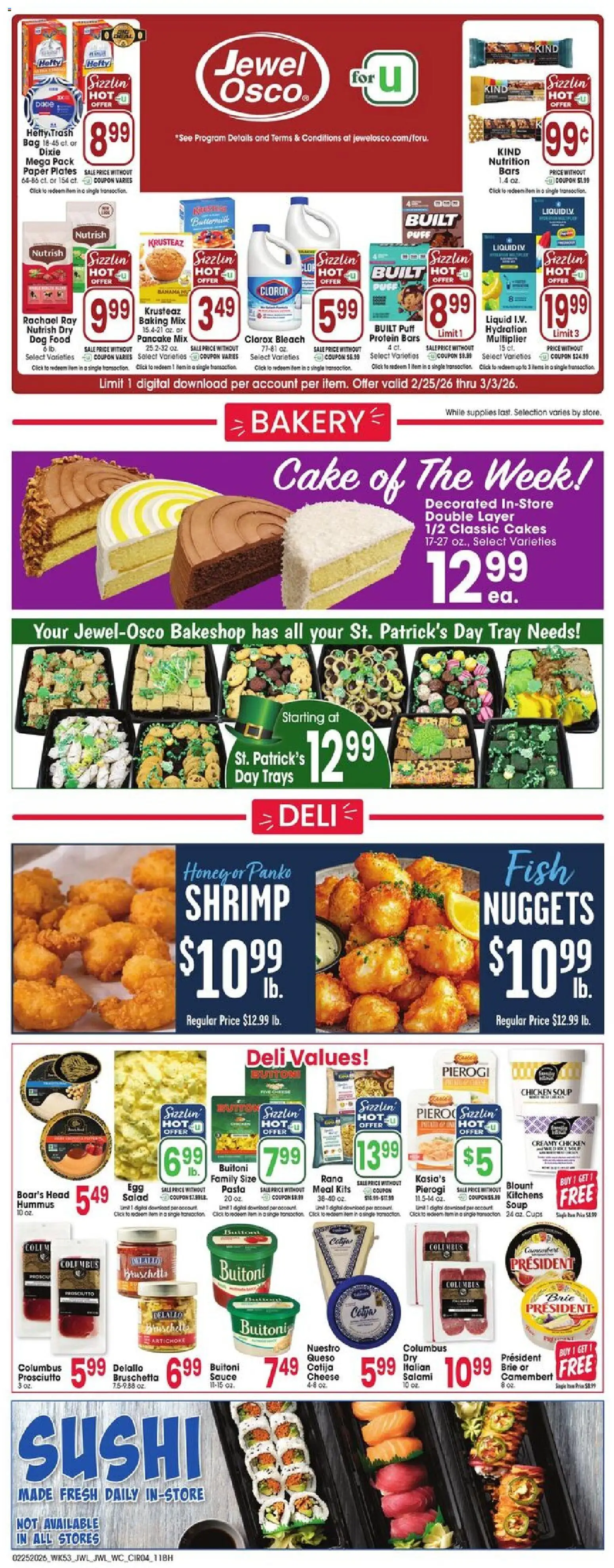 Jewel Osco Weekly Ad - IN - valid from 25.02.2026 | Page: 4 | Products: Cheese, Fish, Bra, Bag