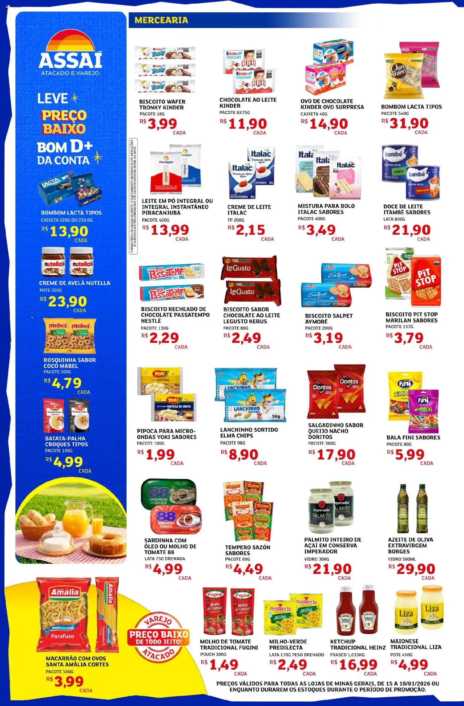 Assaí Atacadista Folheto - válido de 15.01.2026 | Página: 2 | Produtos: Leite, Rosquinha, Doce de leite, Leite em pó
