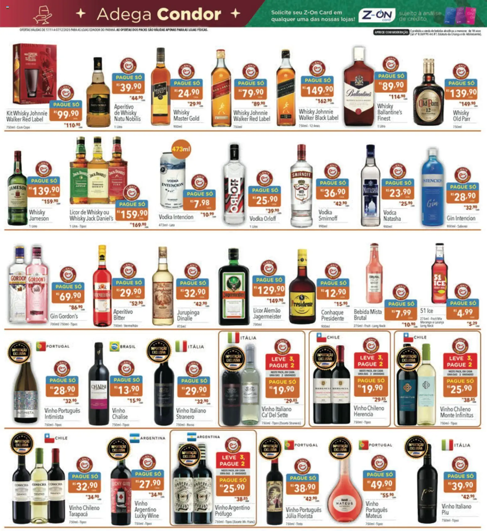Supermercados Condor Folheto - válido de 17.11.2025 | Página: 19 | Produtos: Licor, Conhaque, Gin, Bebida