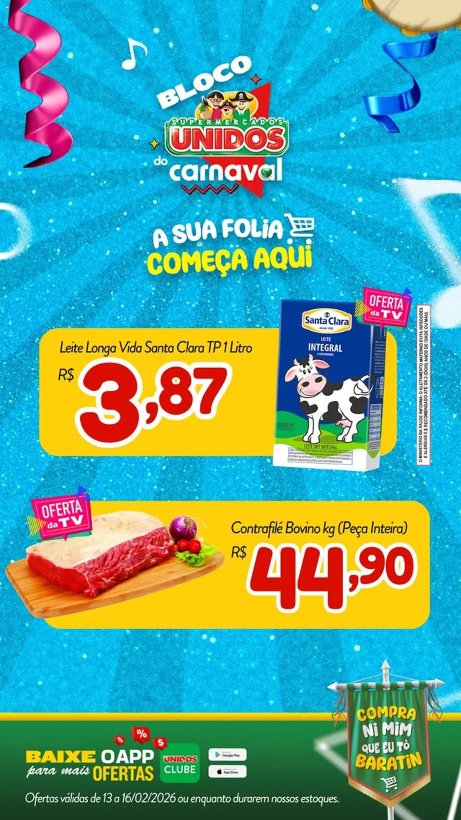Supermercados Unidos Folheto - válido de 13.02.2026 | Página: 2 | Produtos: Leite integral, Leite, Tv