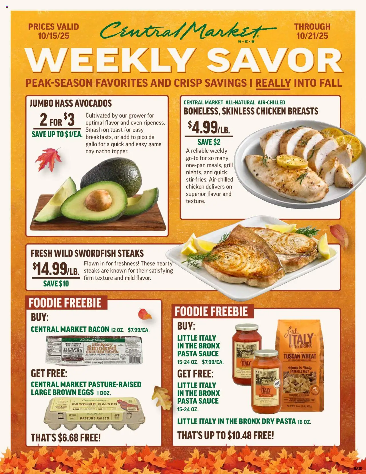 Central Market Weekly Ad - valid from 15.10.2025 | Page: 1 | Products: Eggs, Pasta, Game, Grill