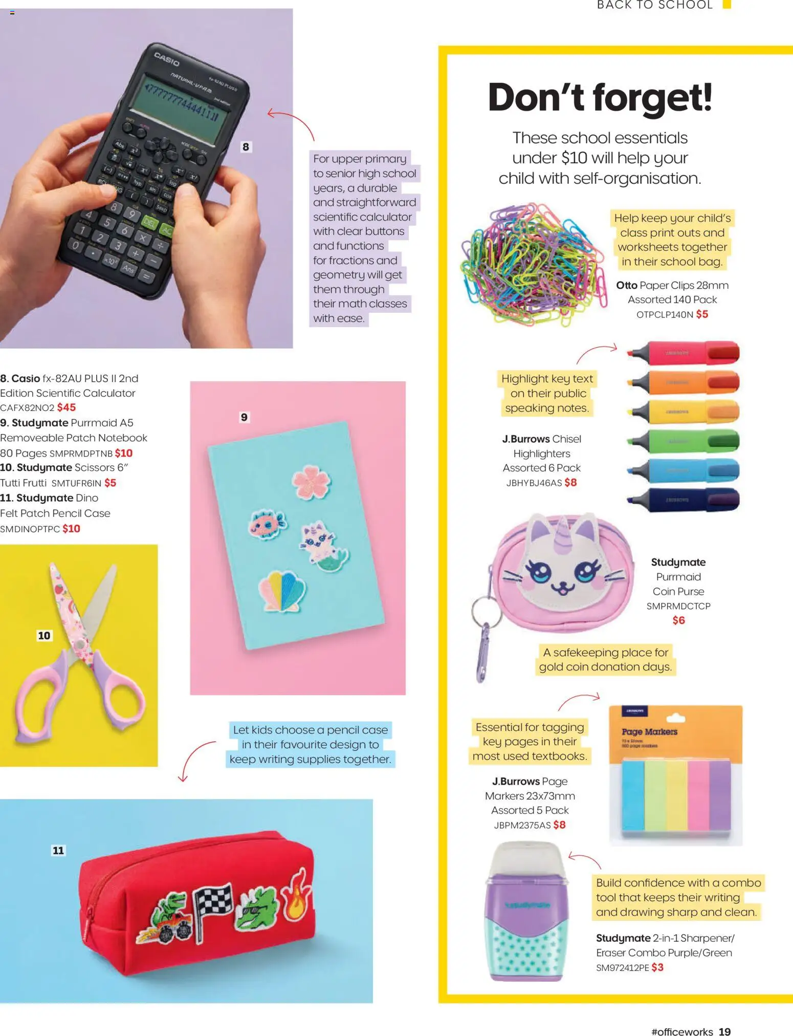 Officeworks catalogue - valid from 01.01.2026 | Page: 19 | Products: Scissors, Case, Clips, Pencil