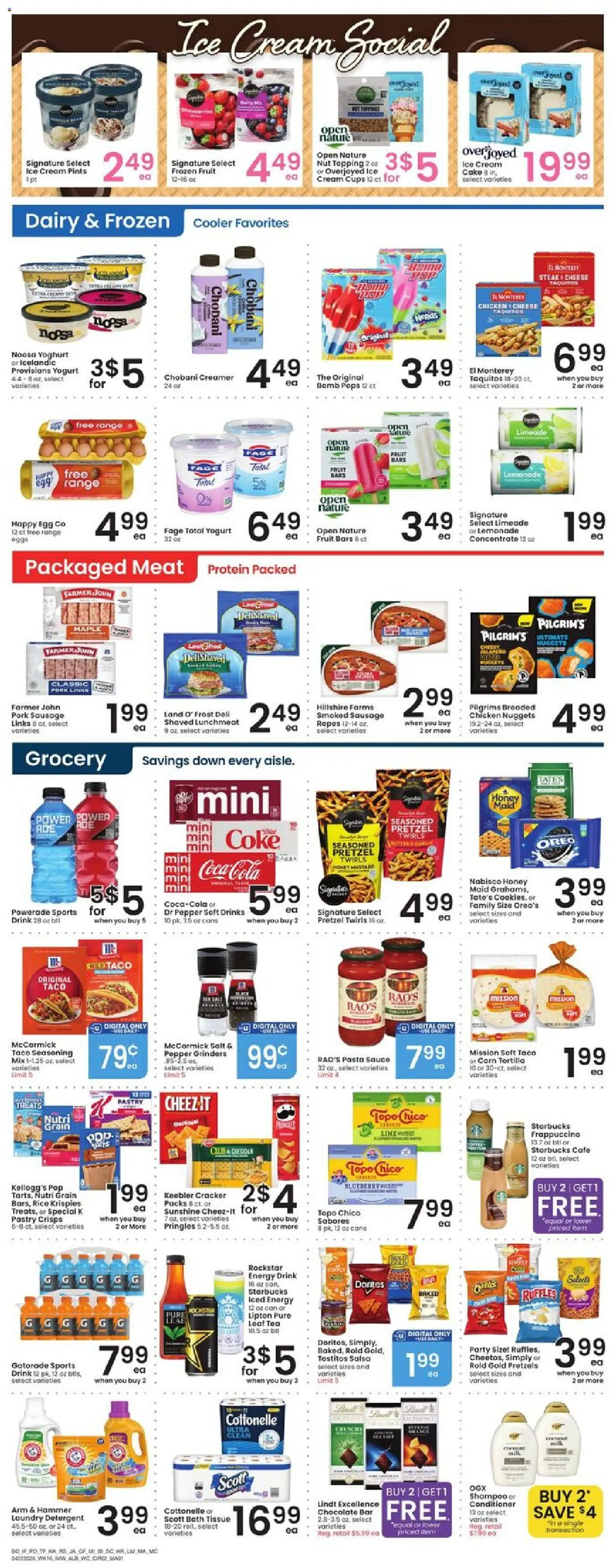 Albertsons Weekly Ad - valid from 22.04.2026 | Page: 3 | Products: Yogurt, Tea, Pasta, Ice cream
