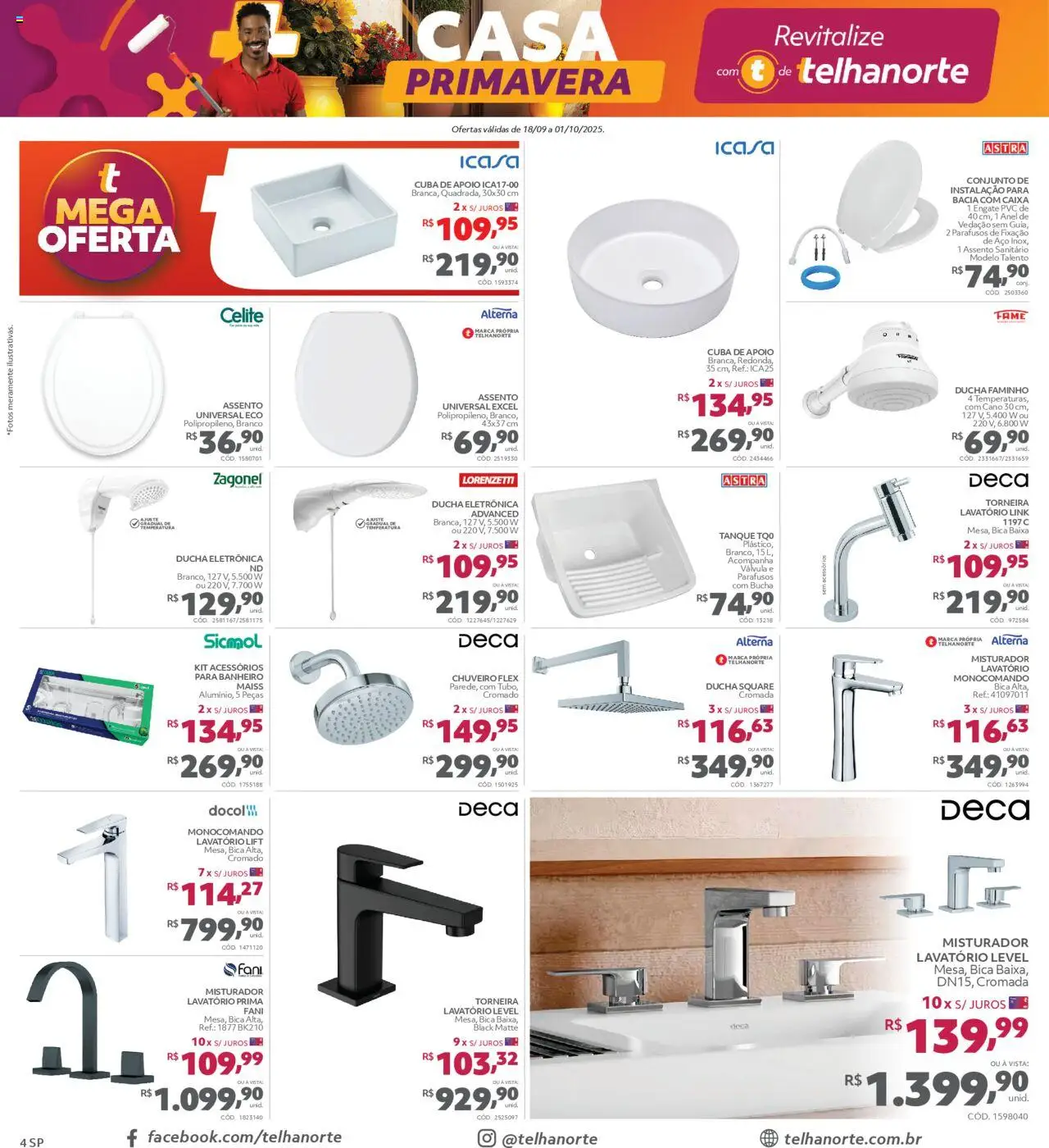 Telhanorte Folheto - válido de 18.09.2025 | Página: 4 | Produtos: Anel, Caixa, Assento sanitário, Torneira