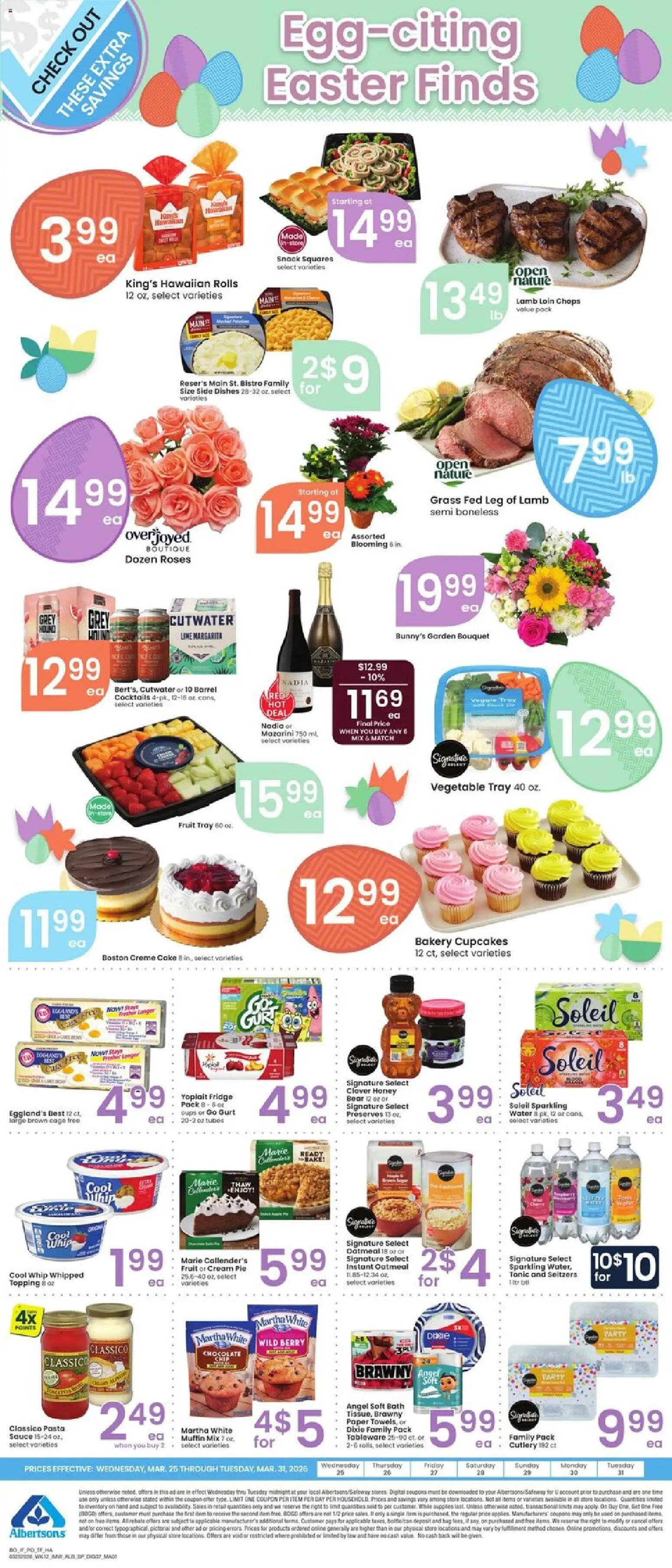 Albertsons Specialty Publication - valid from 25.03.2026 | Page: 1 | Products: Cream, Water, Muffin, Chocolate Chip